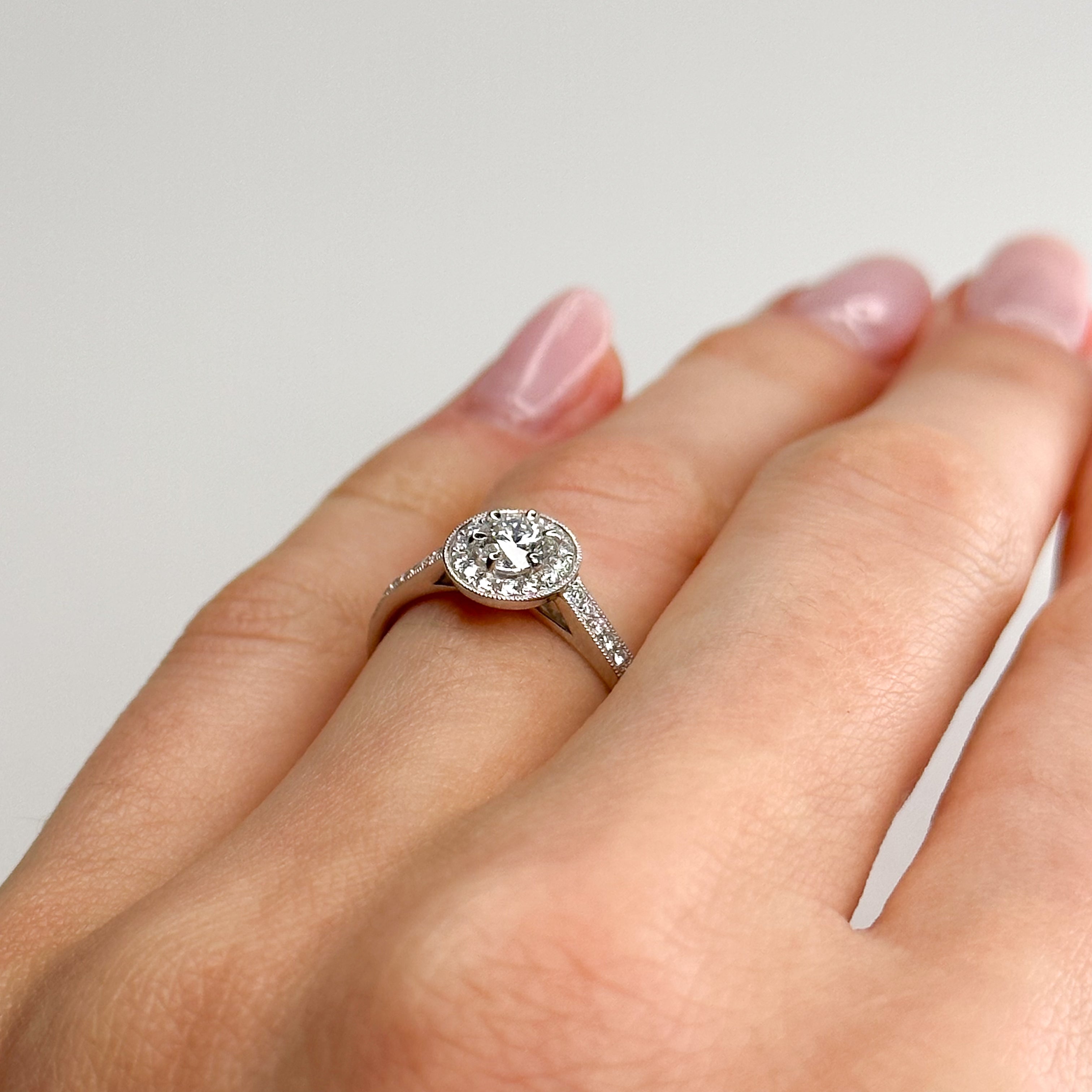0.38ct Round Diamond Ring with Diamond Halo