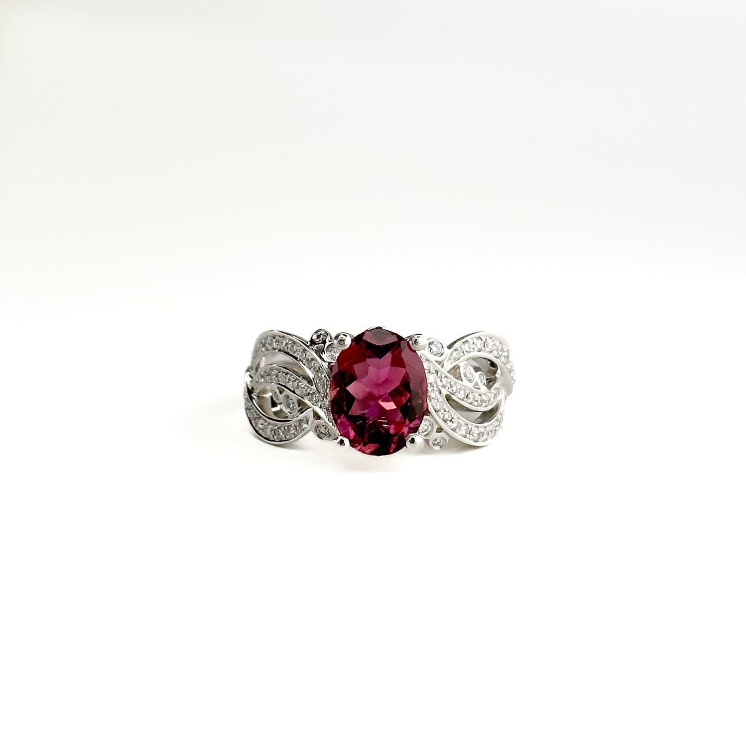 1.62ct Oval Deep Pink Tourmaline Ring