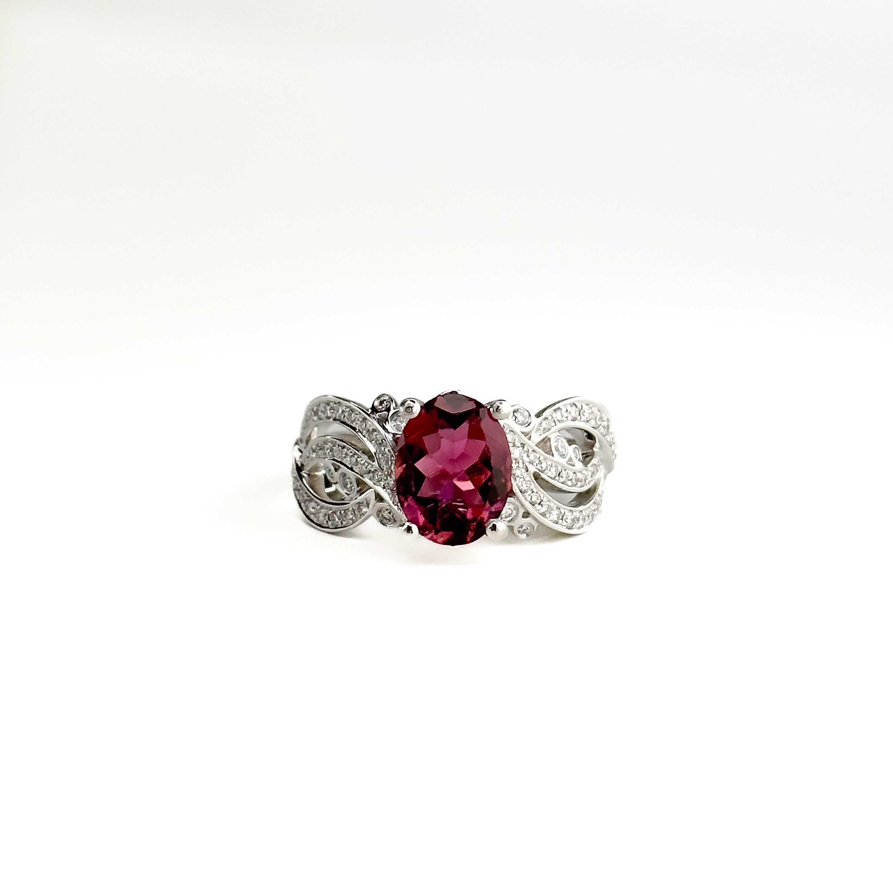 1.62ct Oval Deep Pink Tourmaline Ring