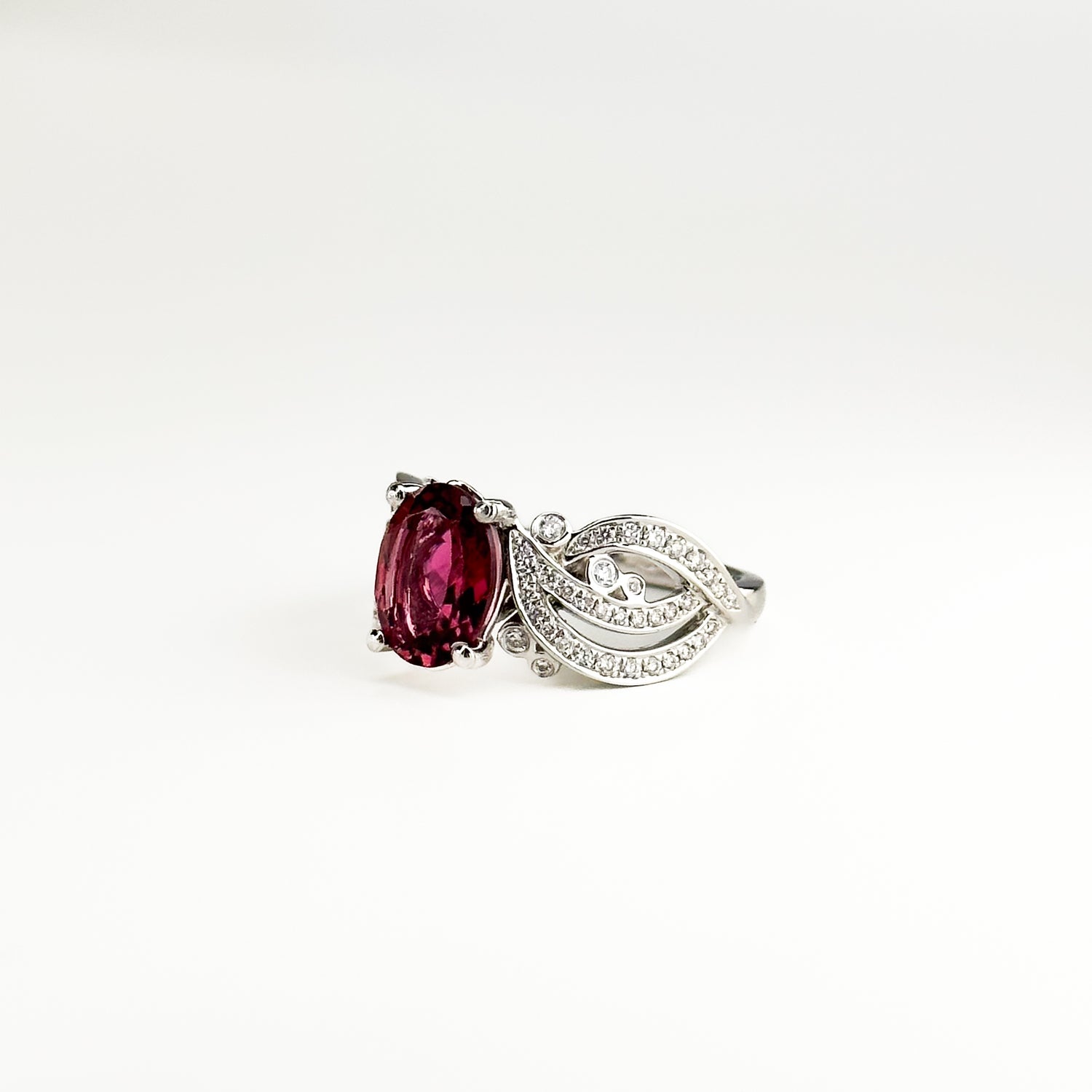 1.62ct Oval Deep Pink Tourmaline Ring