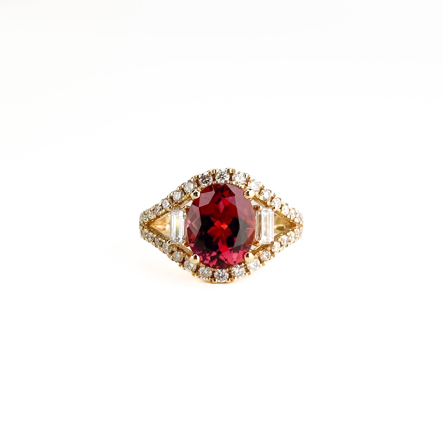 2.74ct Oval Deep Pink Tourmaline Ring