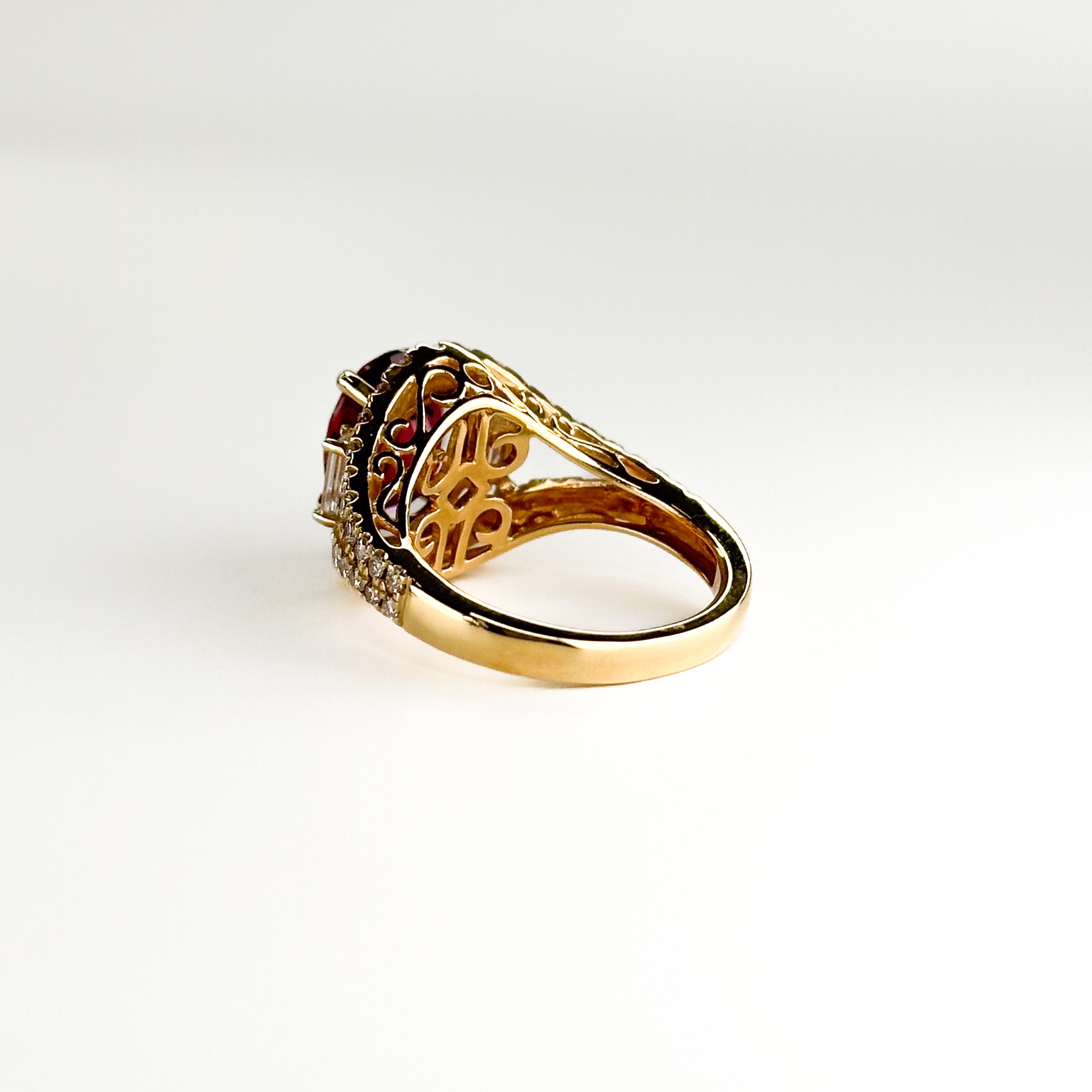 2.74ct Oval Deep Pink Tourmaline Ring