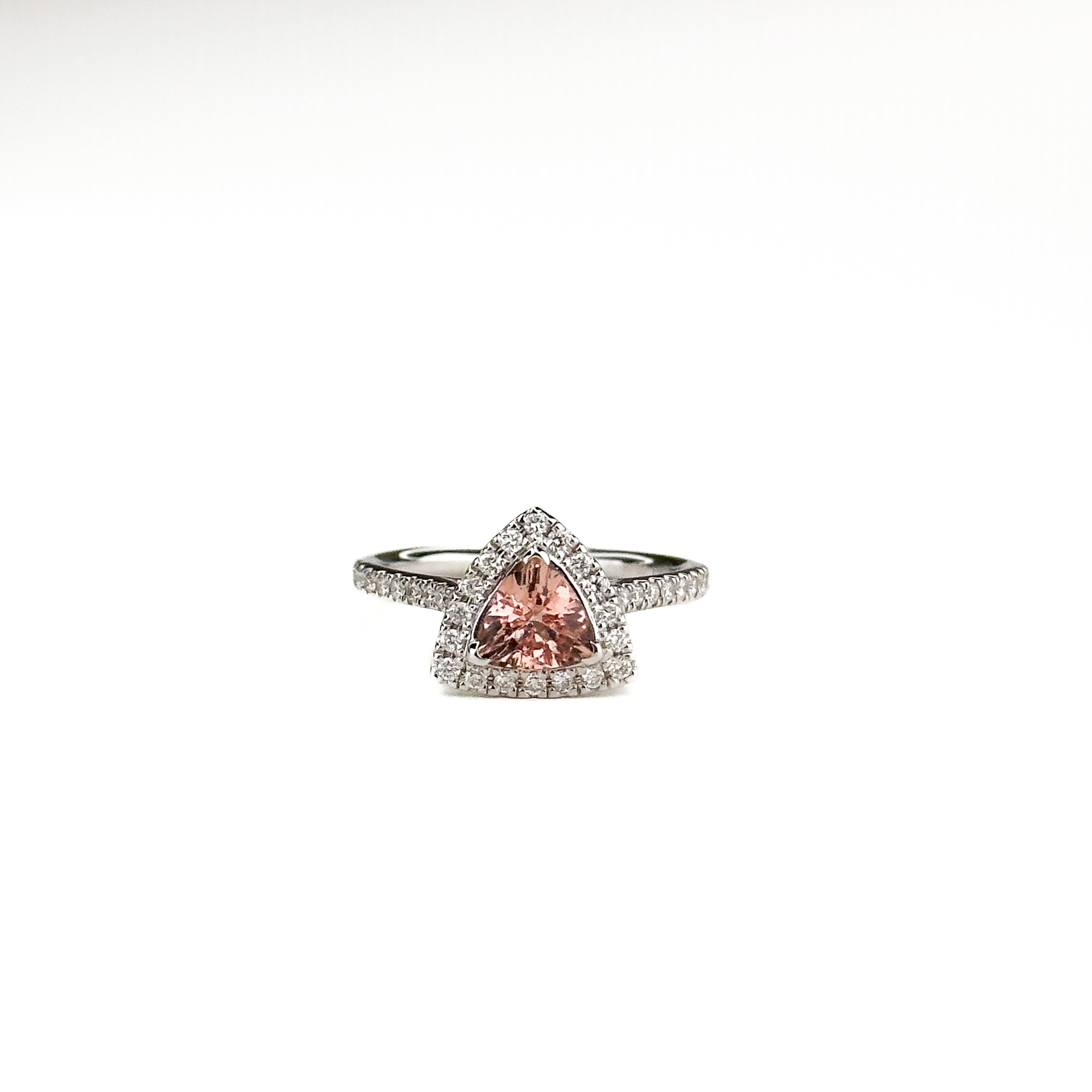 Trillion Cut Pink Topaz Ring