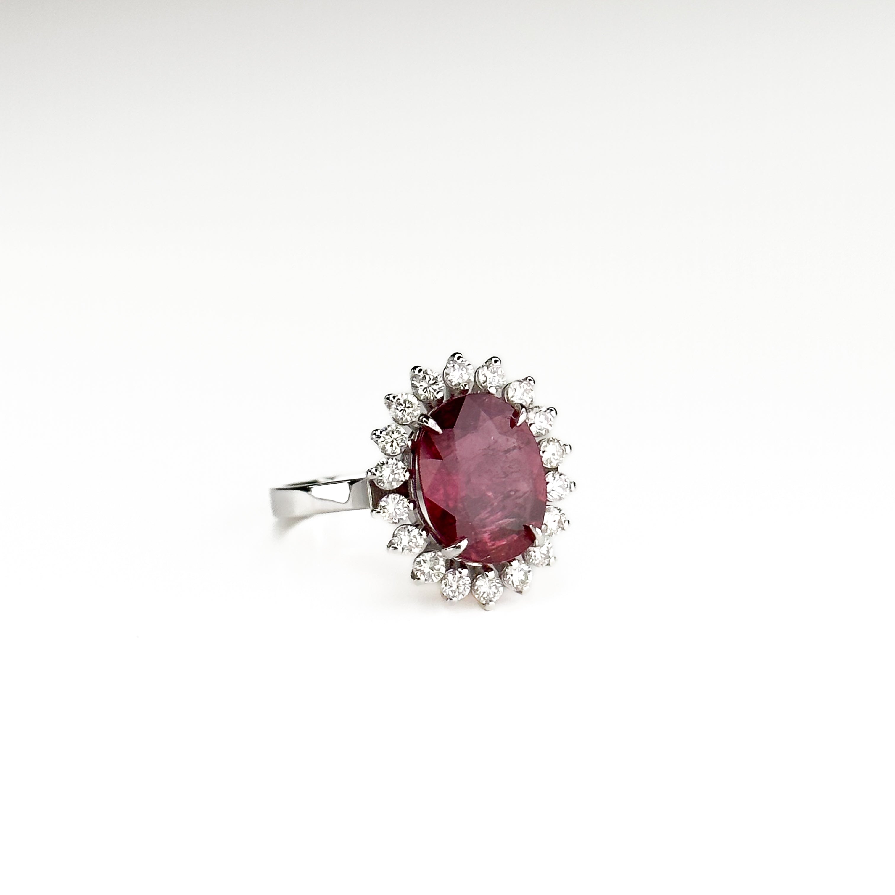 4.37ct Oval Pink Ruby Ring