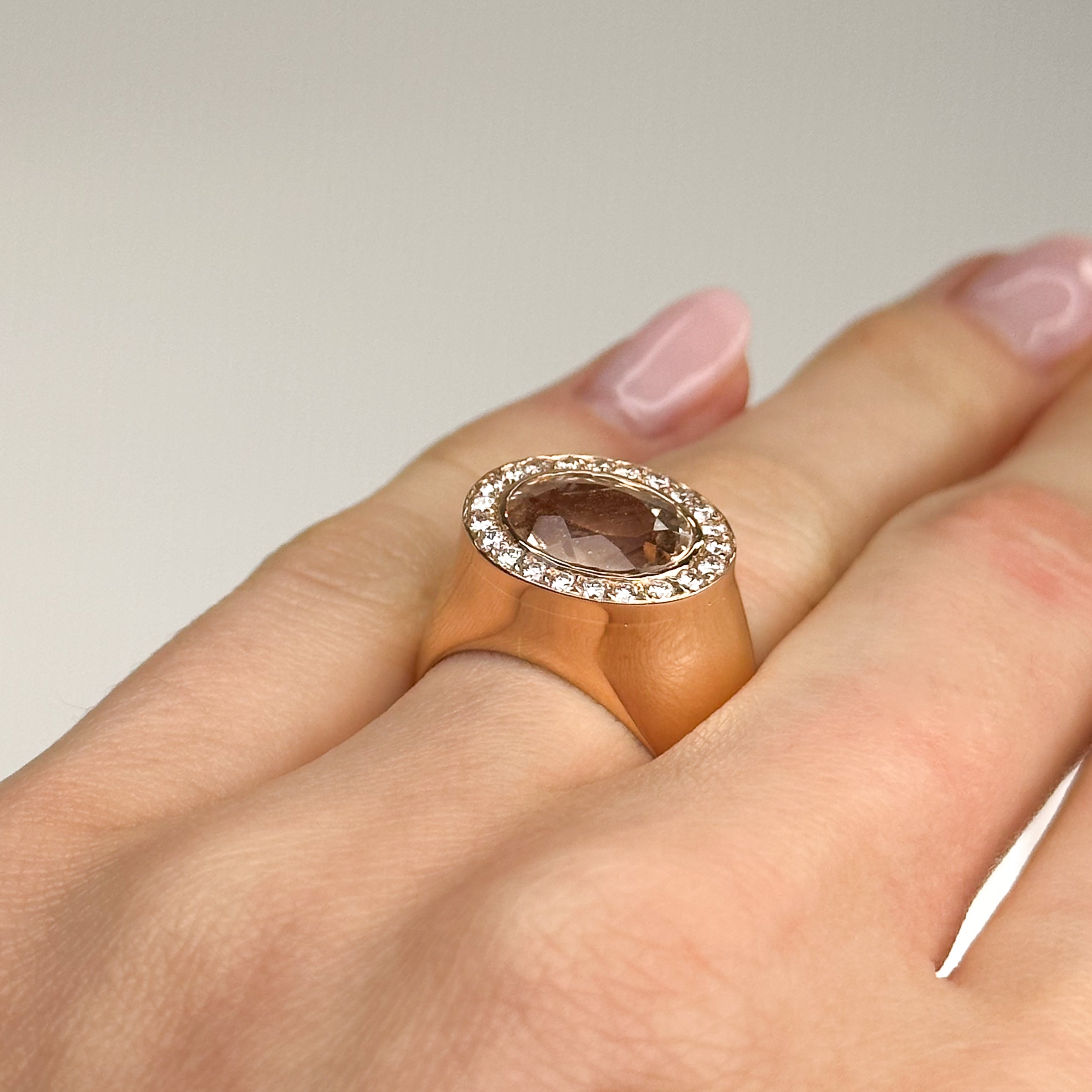 3.88ct Oval Morganite Dress Ring in Rose Gold