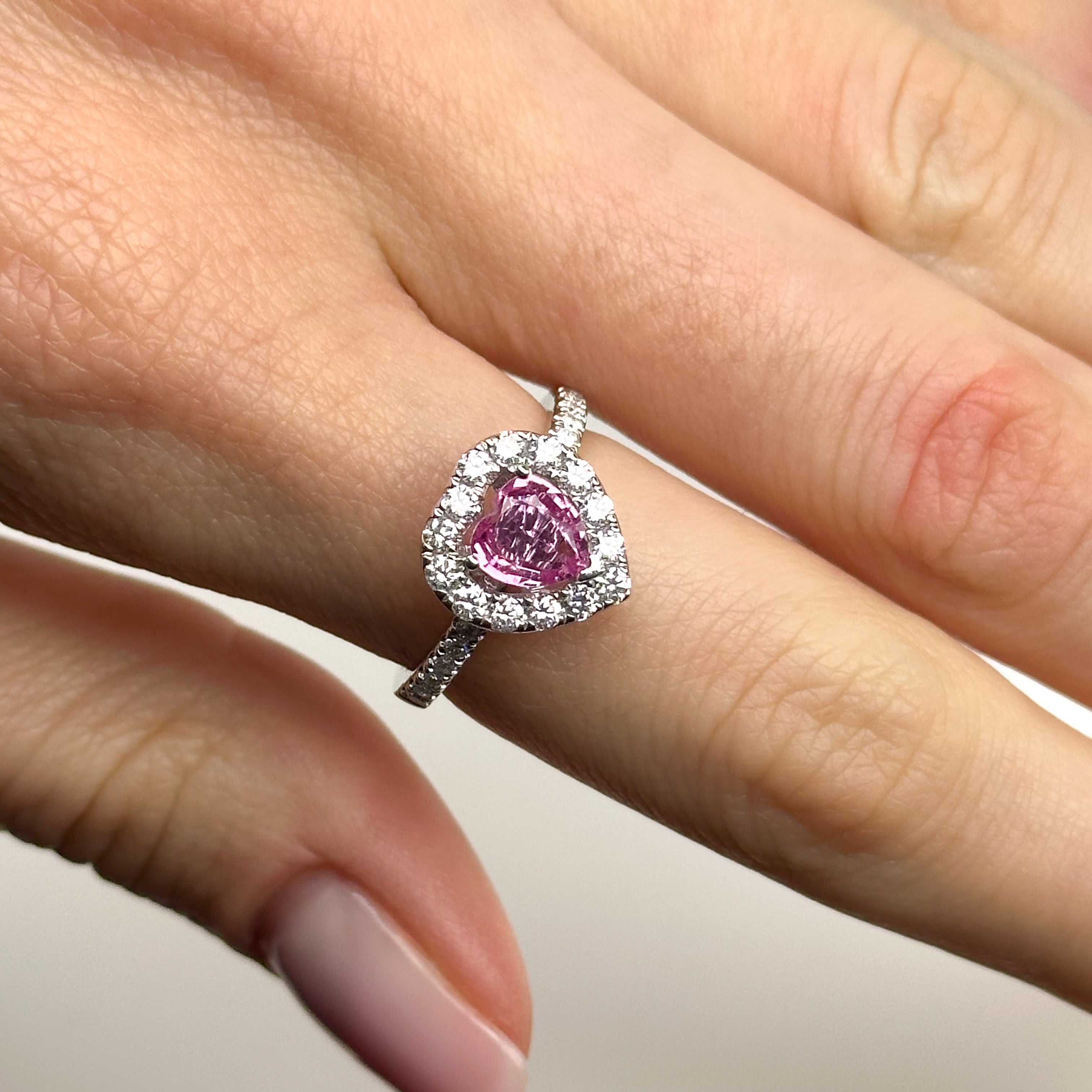 0.94ct Heart Shape Pink Sapphire Ring