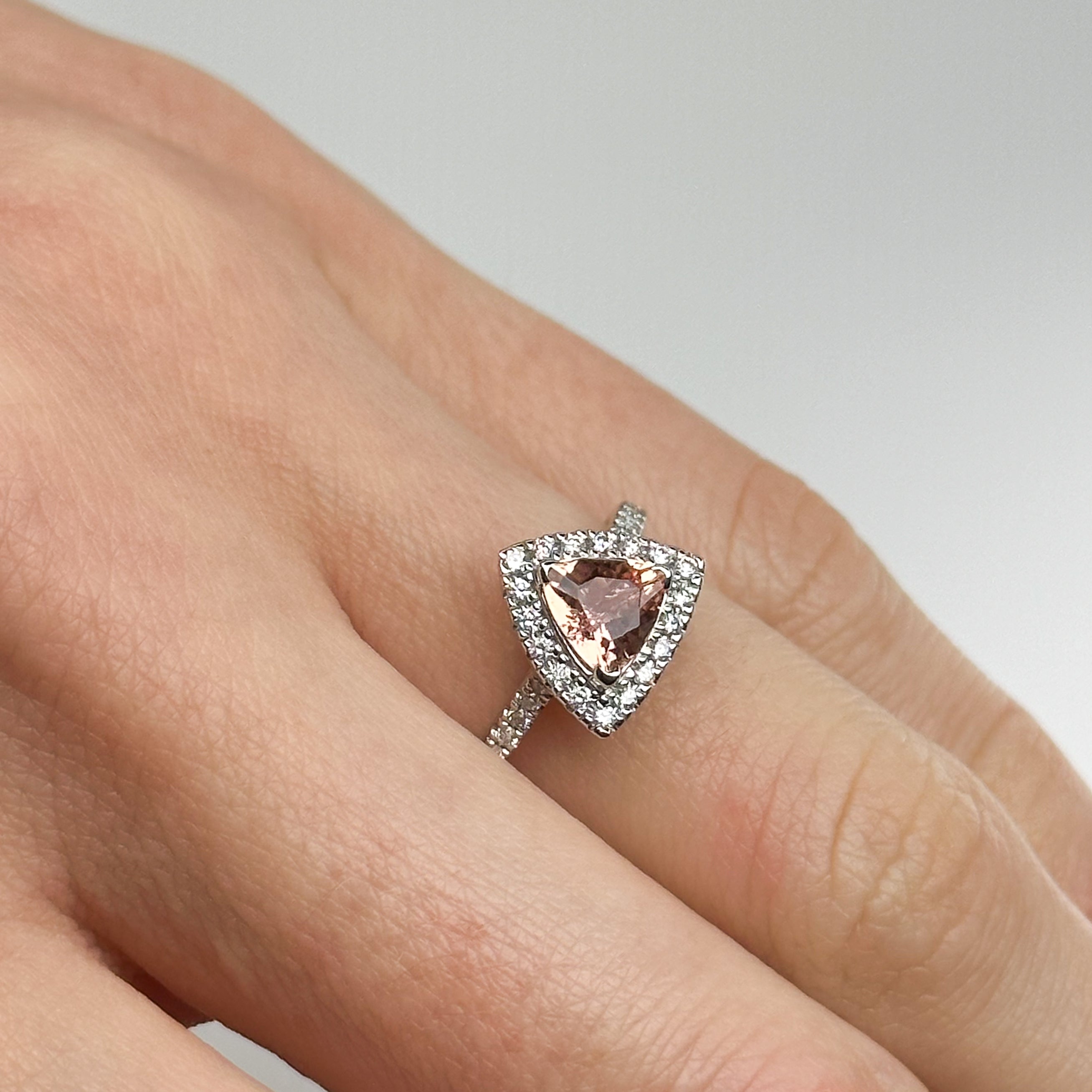 Trillion Cut Pink Topaz Ring