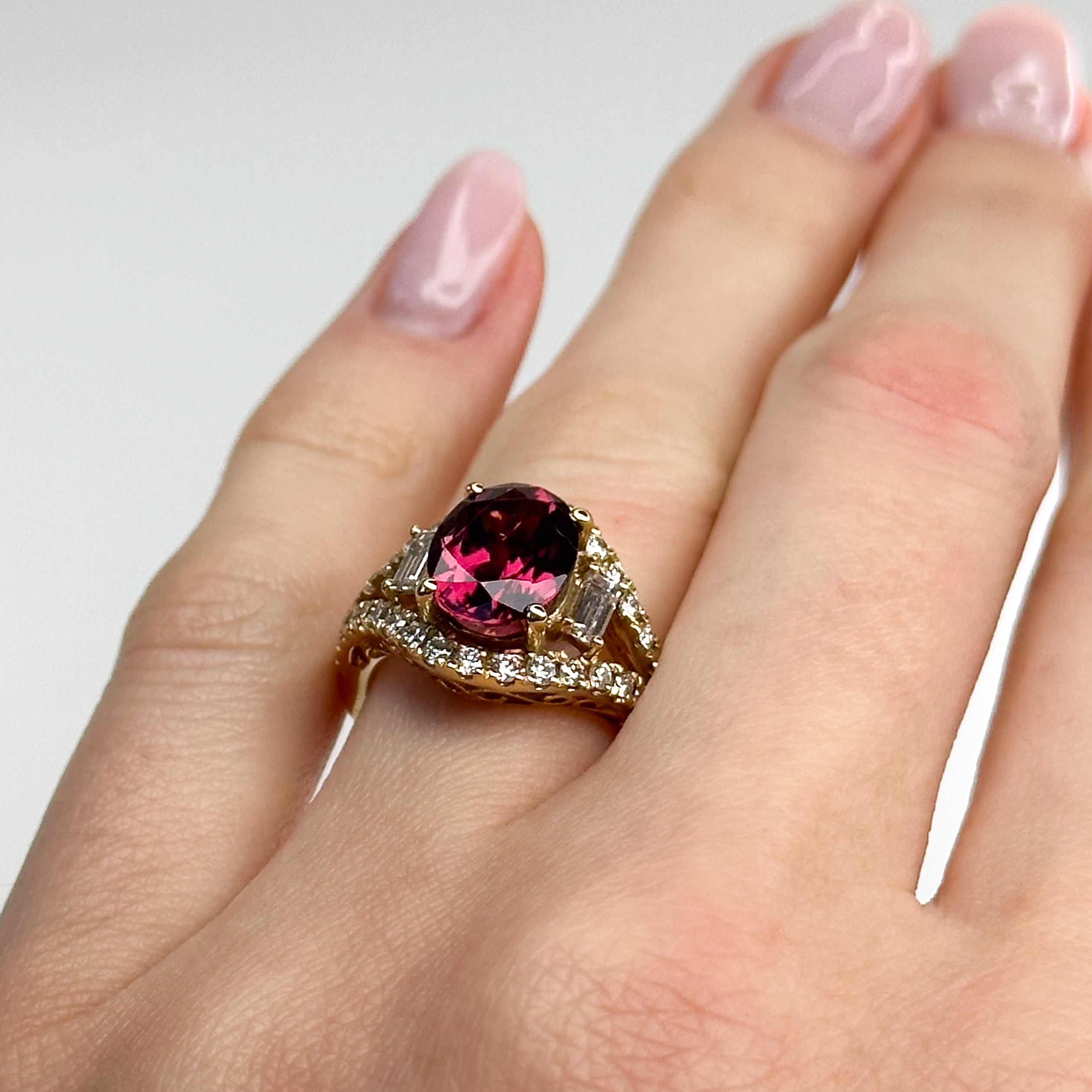 2.74ct Oval Deep Pink Tourmaline Ring