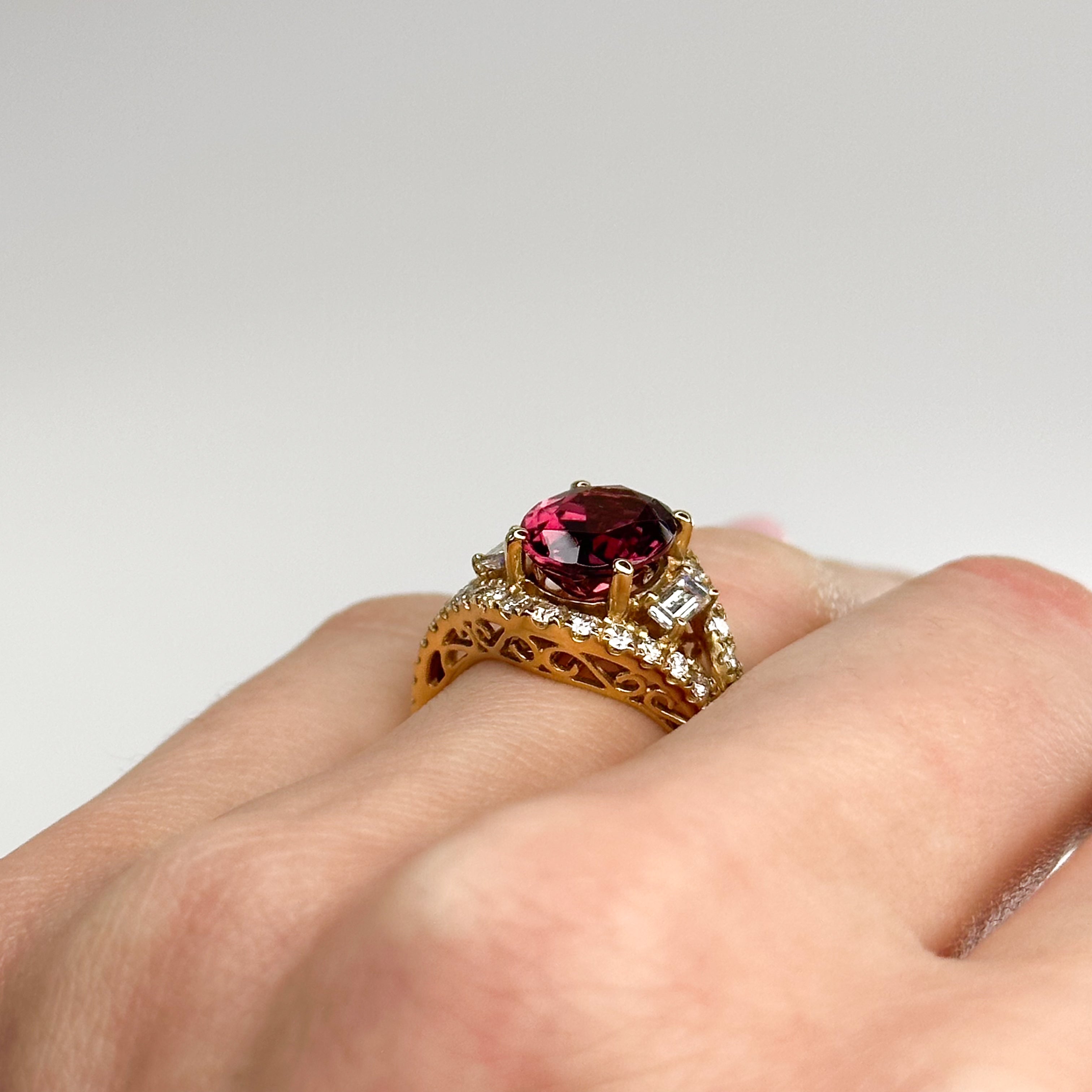 2.74ct Oval Deep Pink Tourmaline Ring