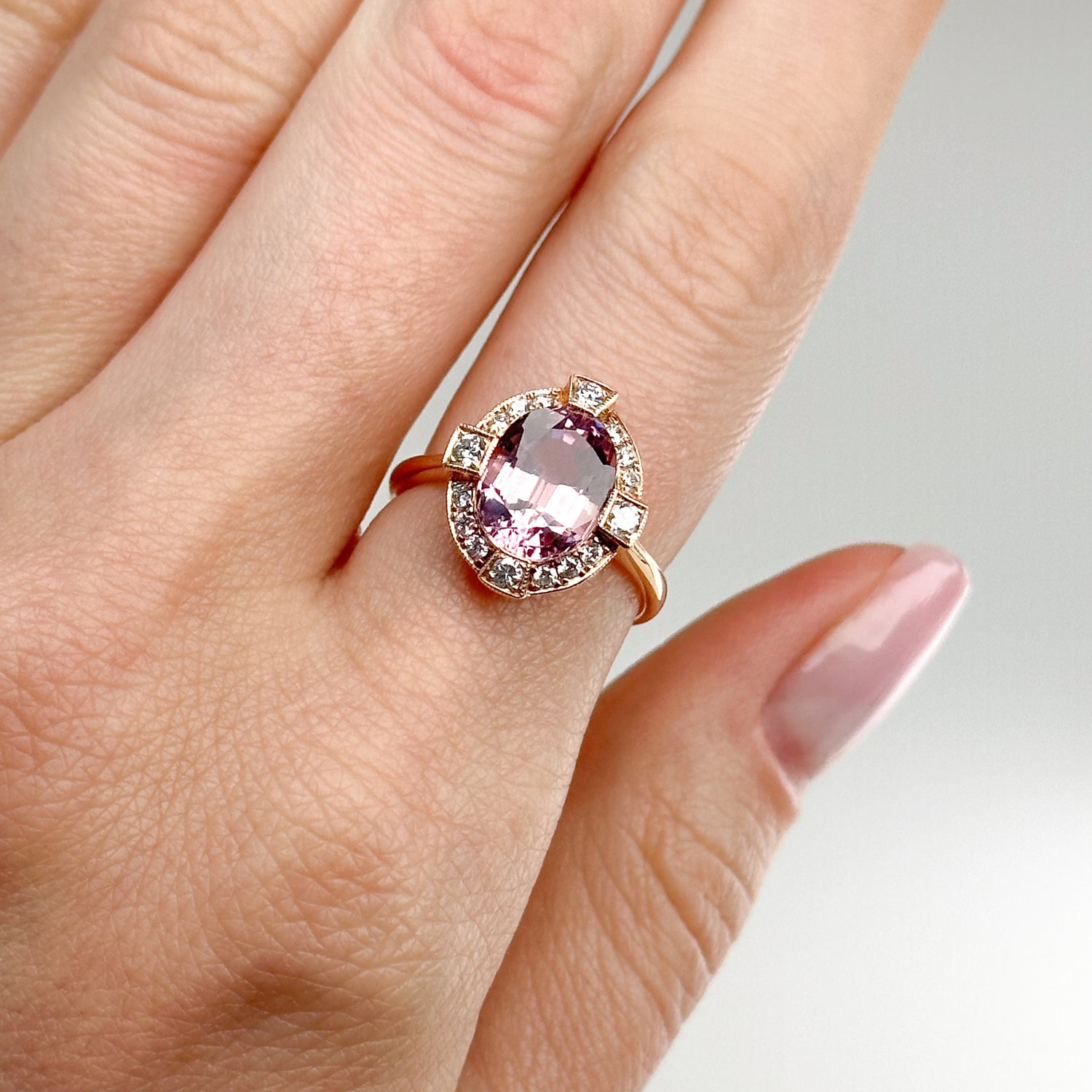 3.03ct Oval Light Pink Tourmaline Ring