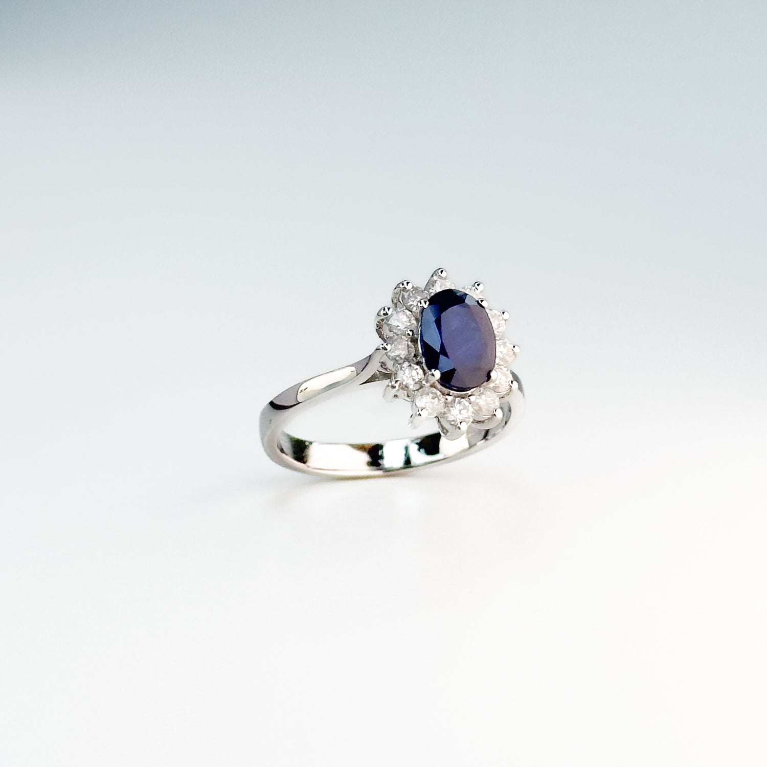 0.50ct Oval Cut Deep Blue Sapphire Ring