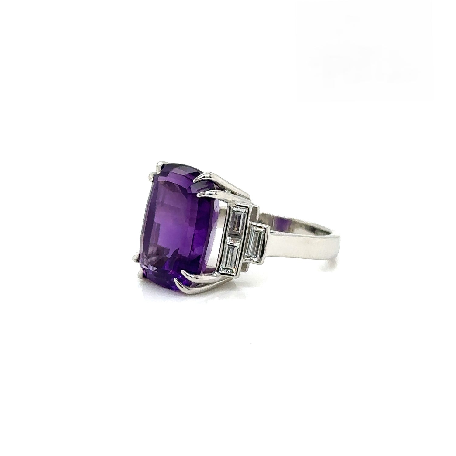 Amethyst and Diamond Ring with Platinum