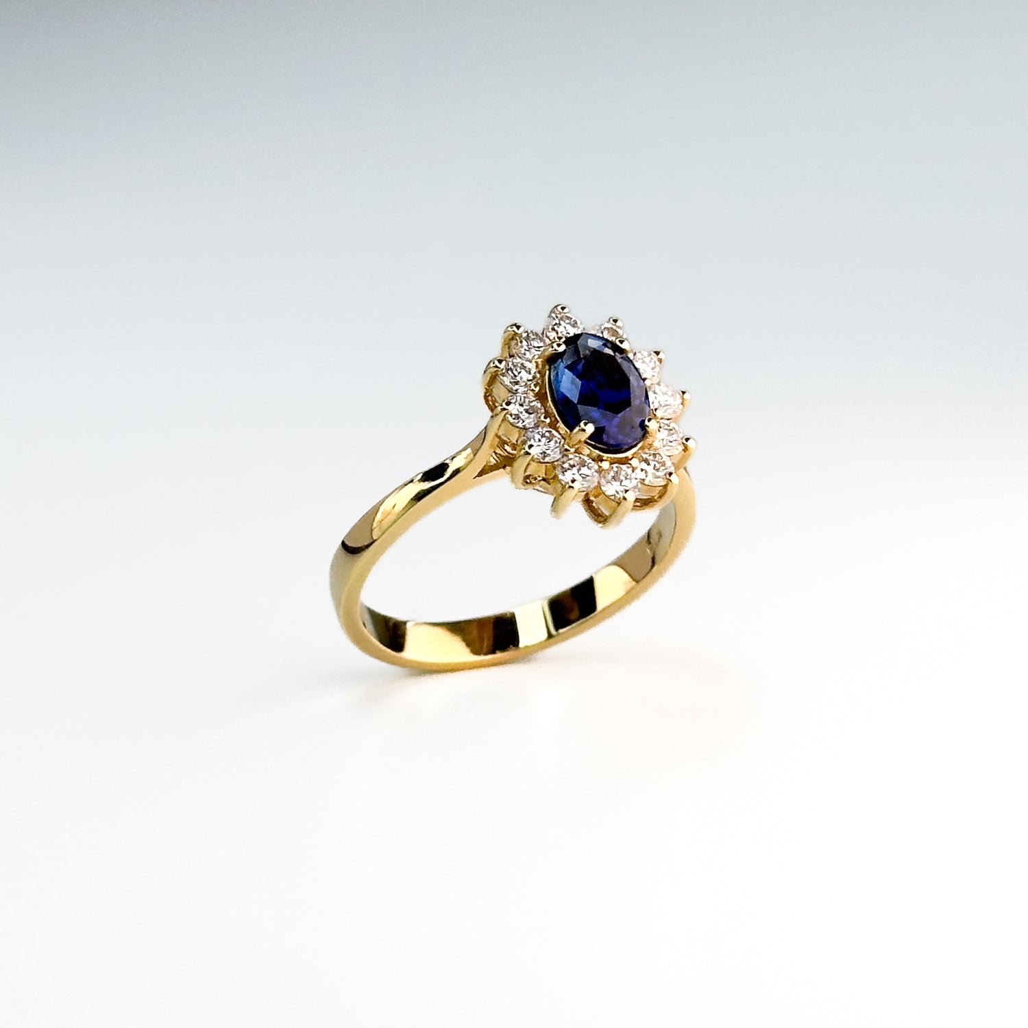 0.83ct Oval Cut Deep Blue Sapphire Ring