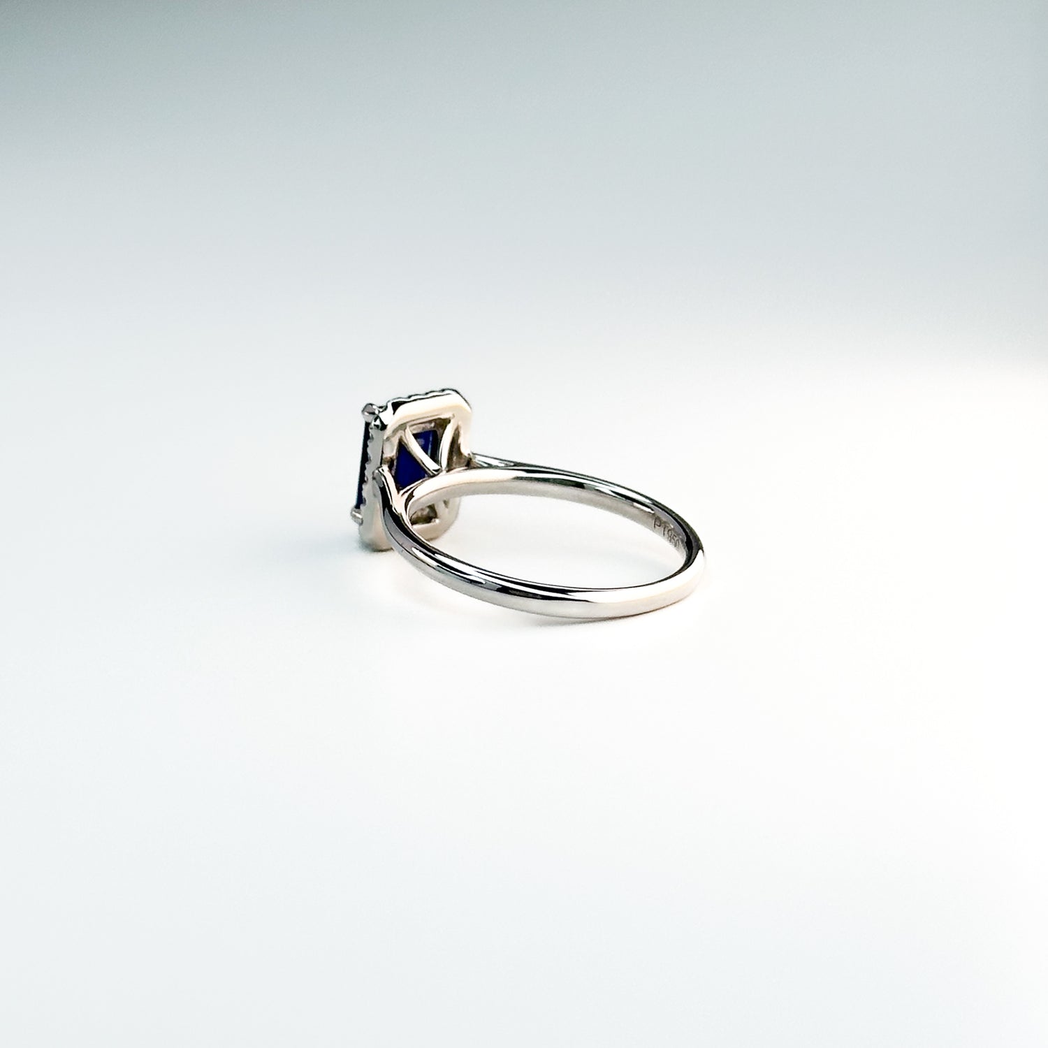 1.43ct Emerald Cut Deep Blue Sapphire Ring