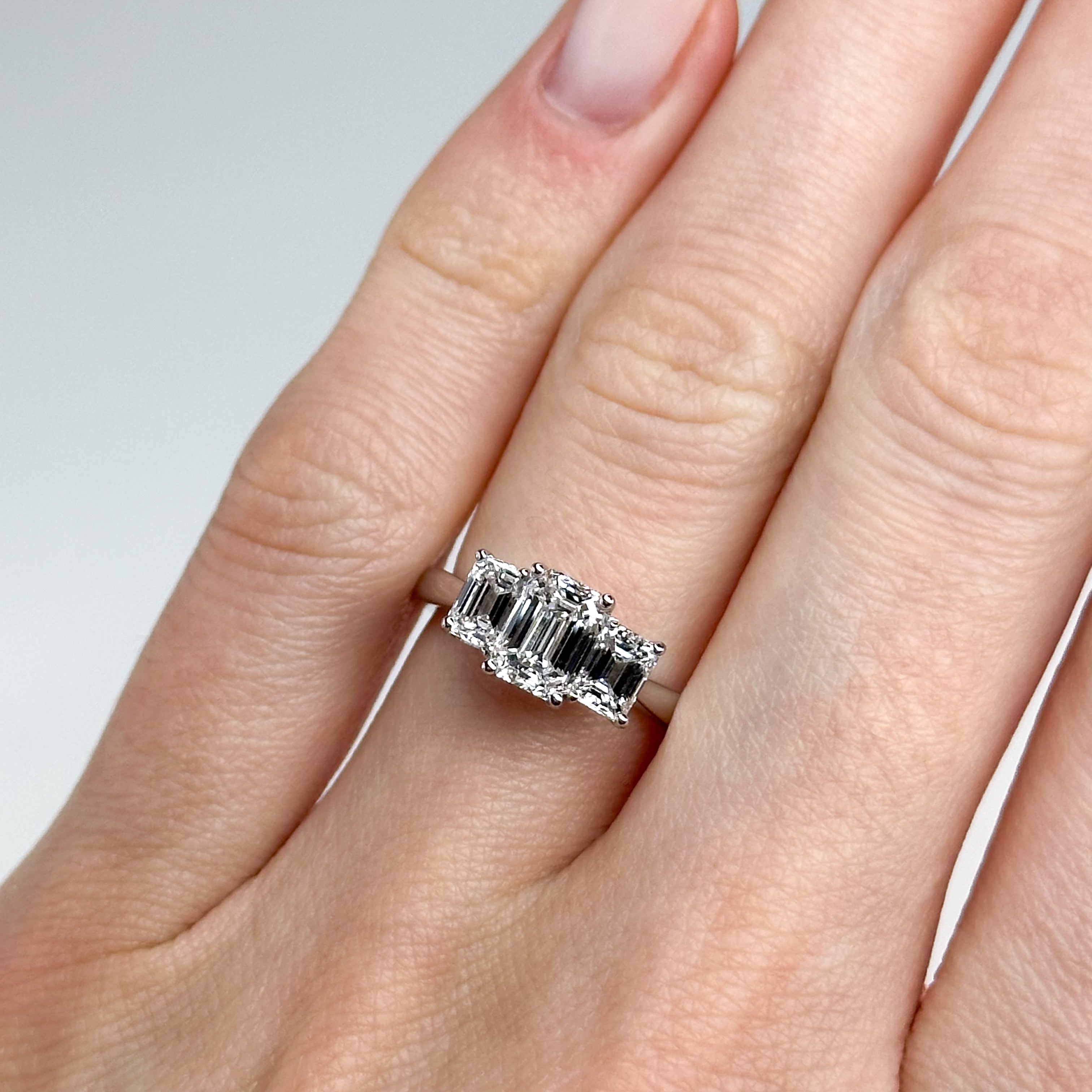 GIA Emerald Cut Diamond Trilogy