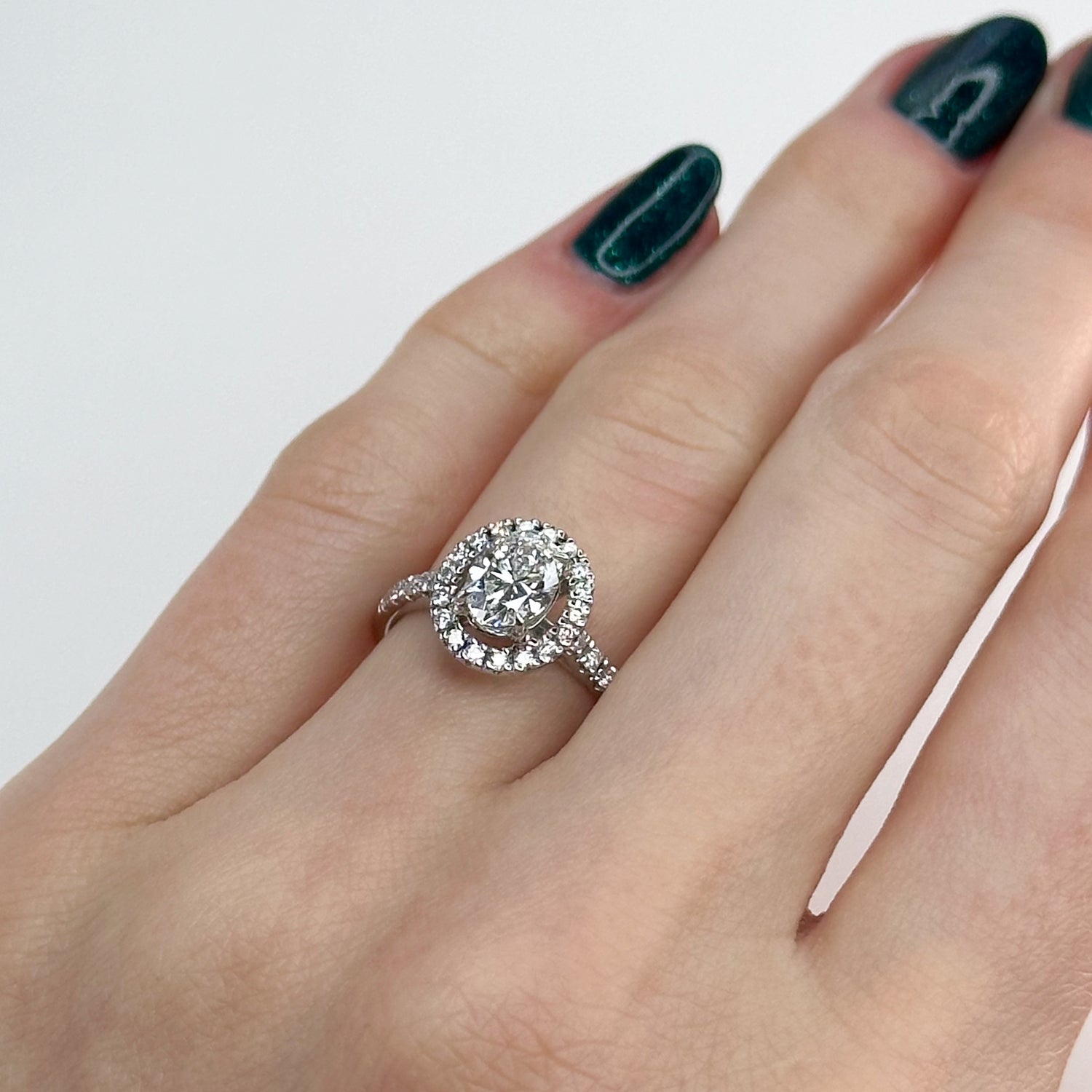 1.00ct GIA Oval Diamond Ring with Halo