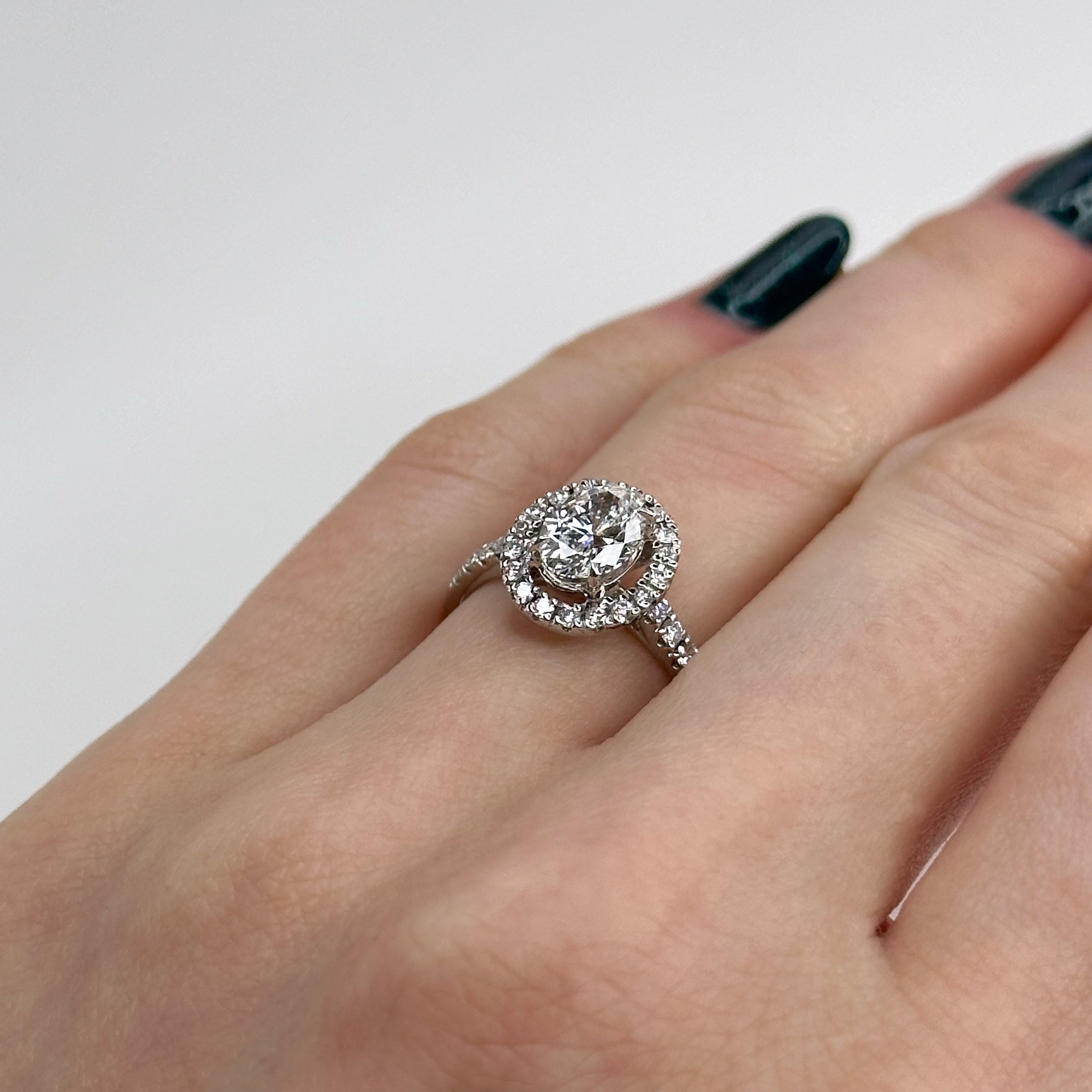 1.00ct GIA Oval Diamond Ring with Halo