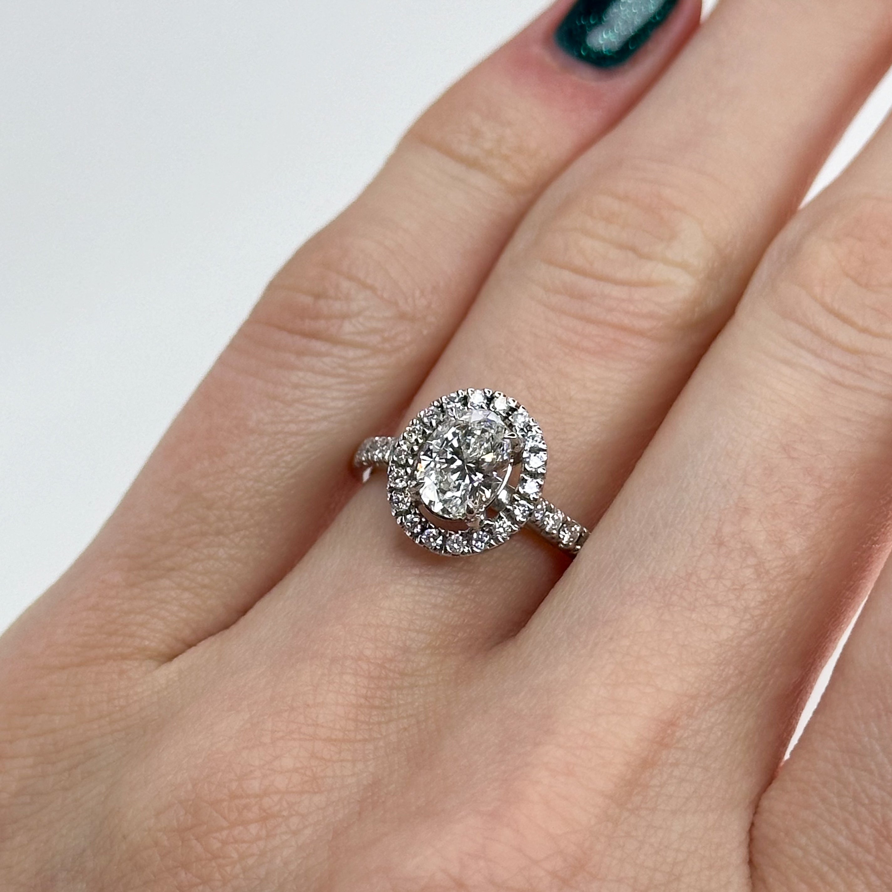 1.00ct GIA Oval Diamond Ring with Halo