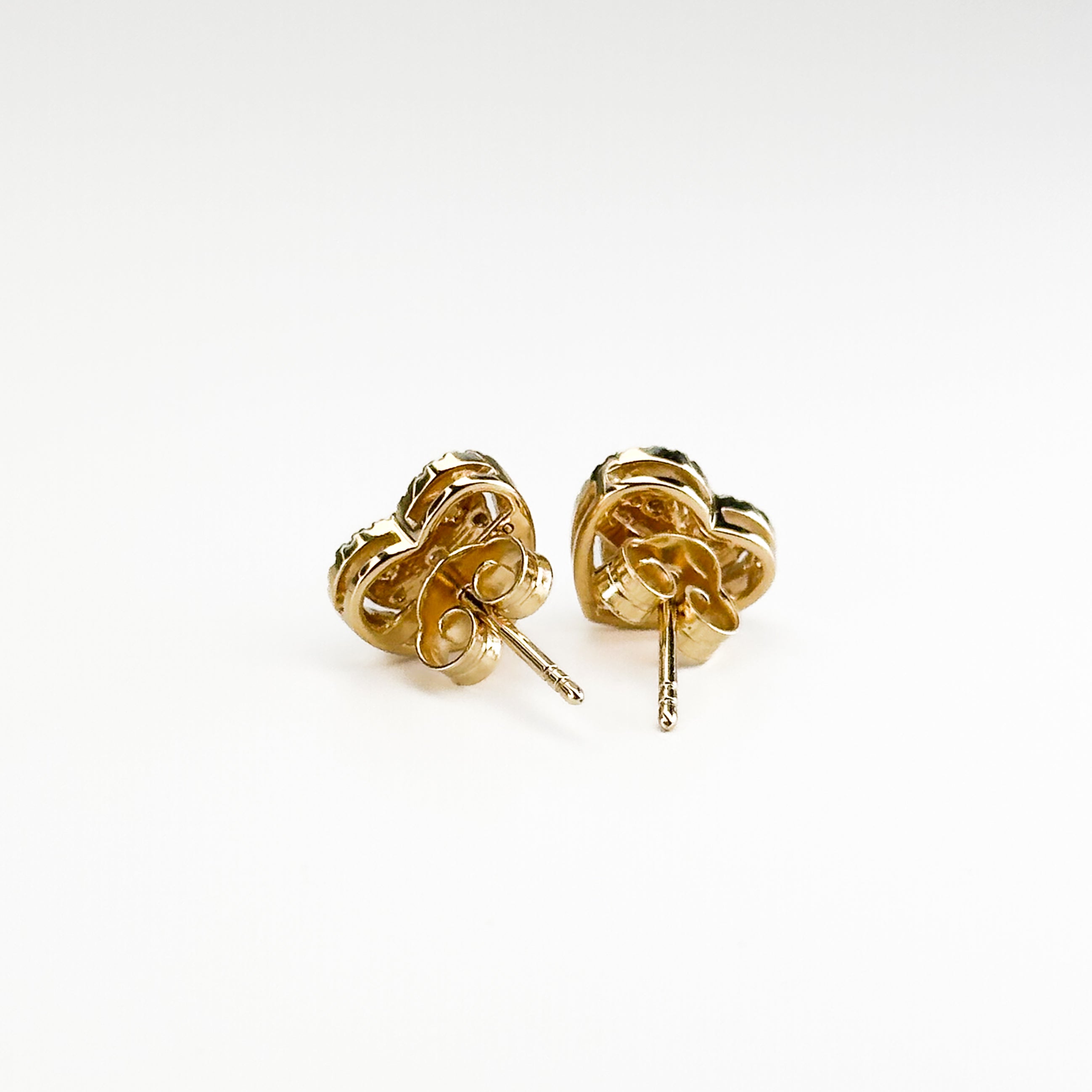 Gold Heart Earrings with Diamonds