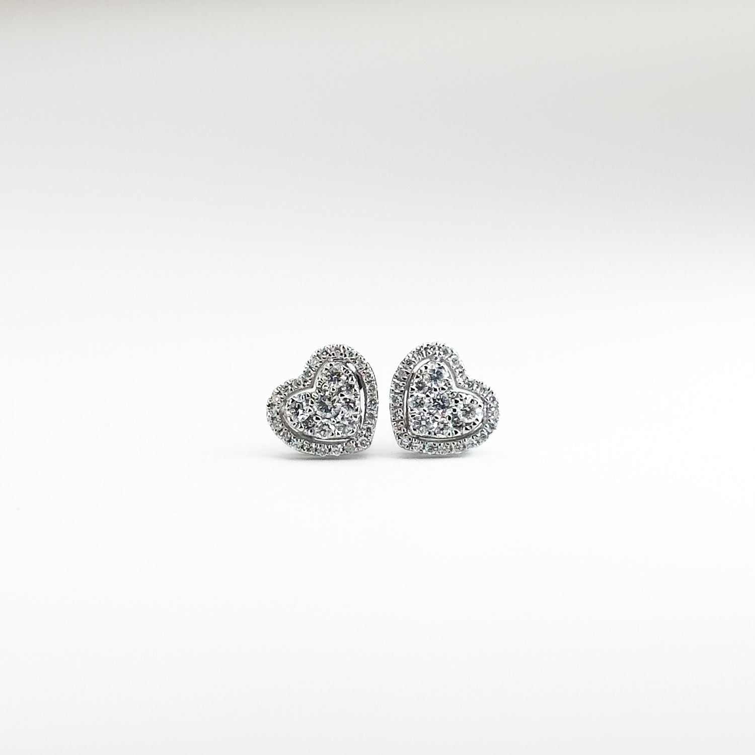 White Gold Heart Earrings with Diamonds