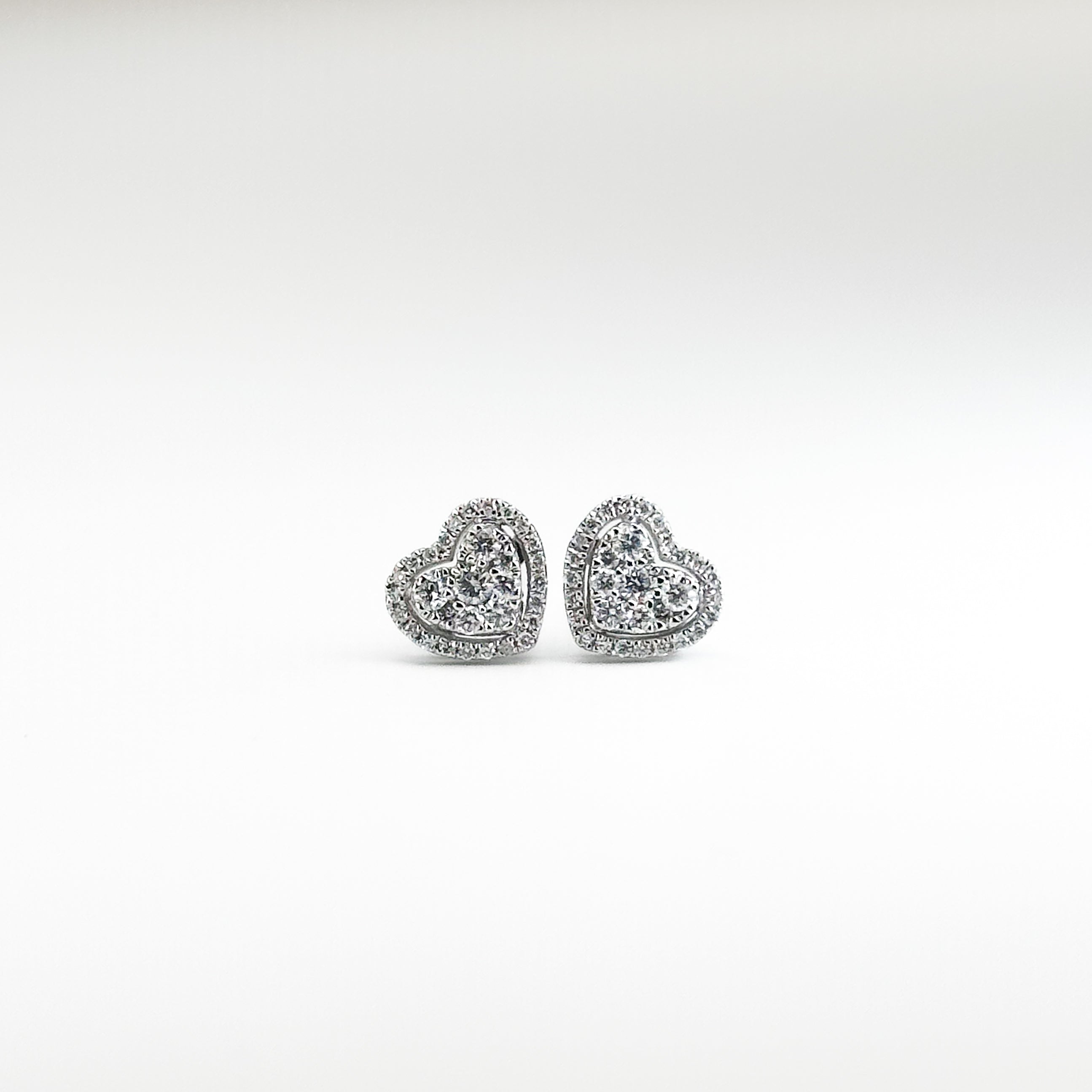 White Gold Heart Earrings with Diamonds