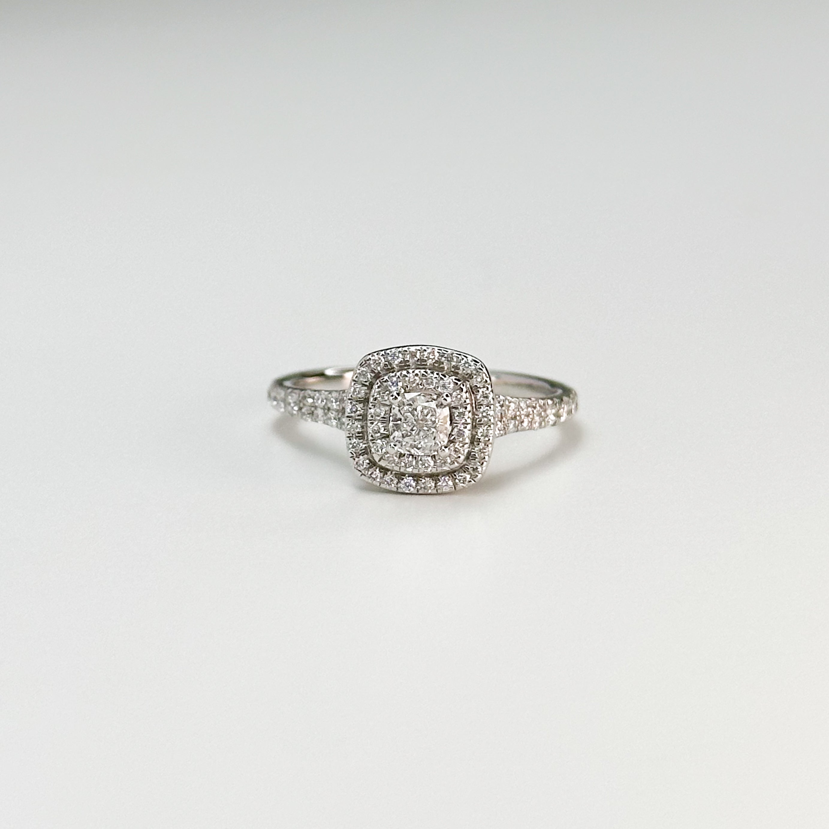 0.30ct GIA Cushion Cut Diamond Ring with Double Halo