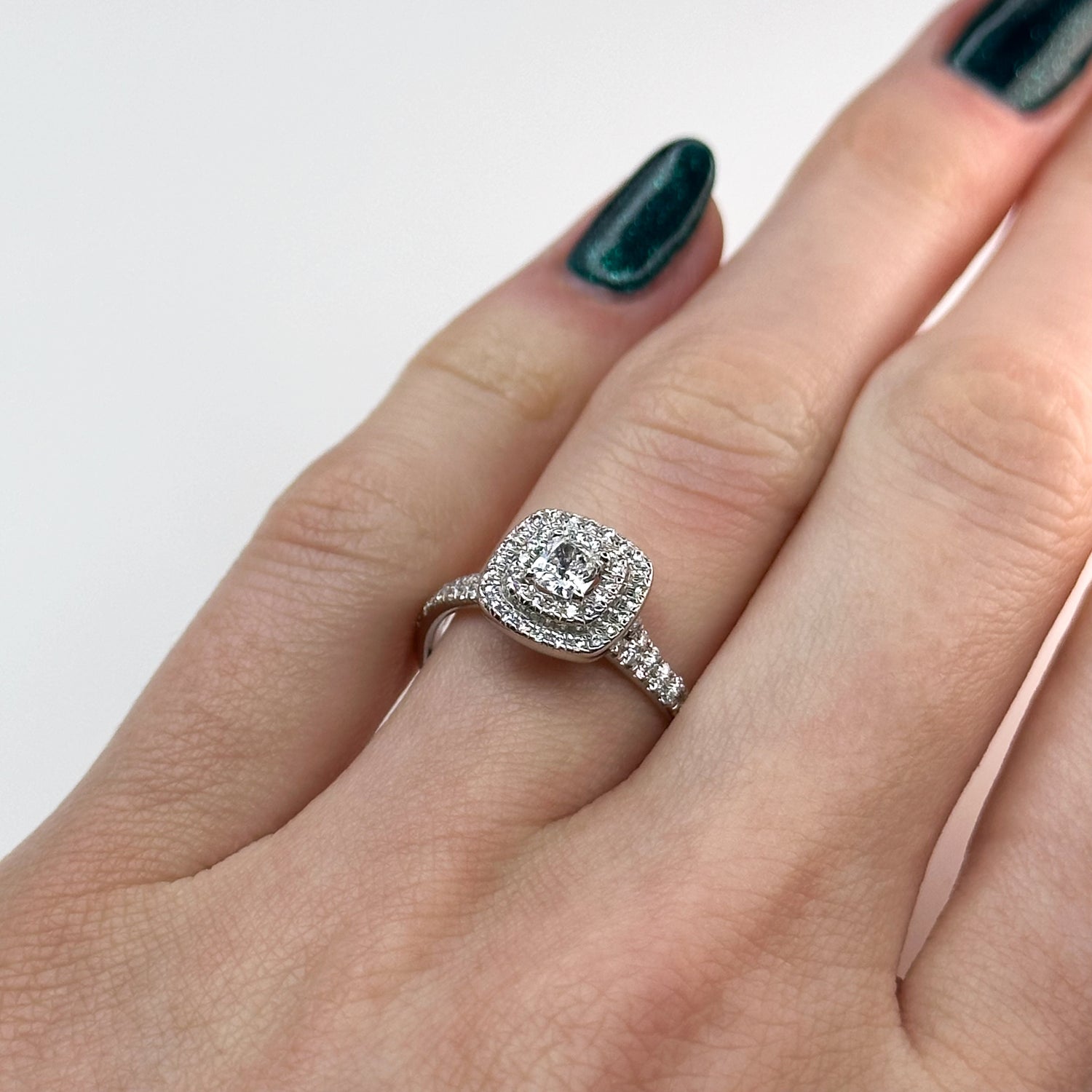 0.30ct GIA Cushion Cut Diamond Ring with Double Halo