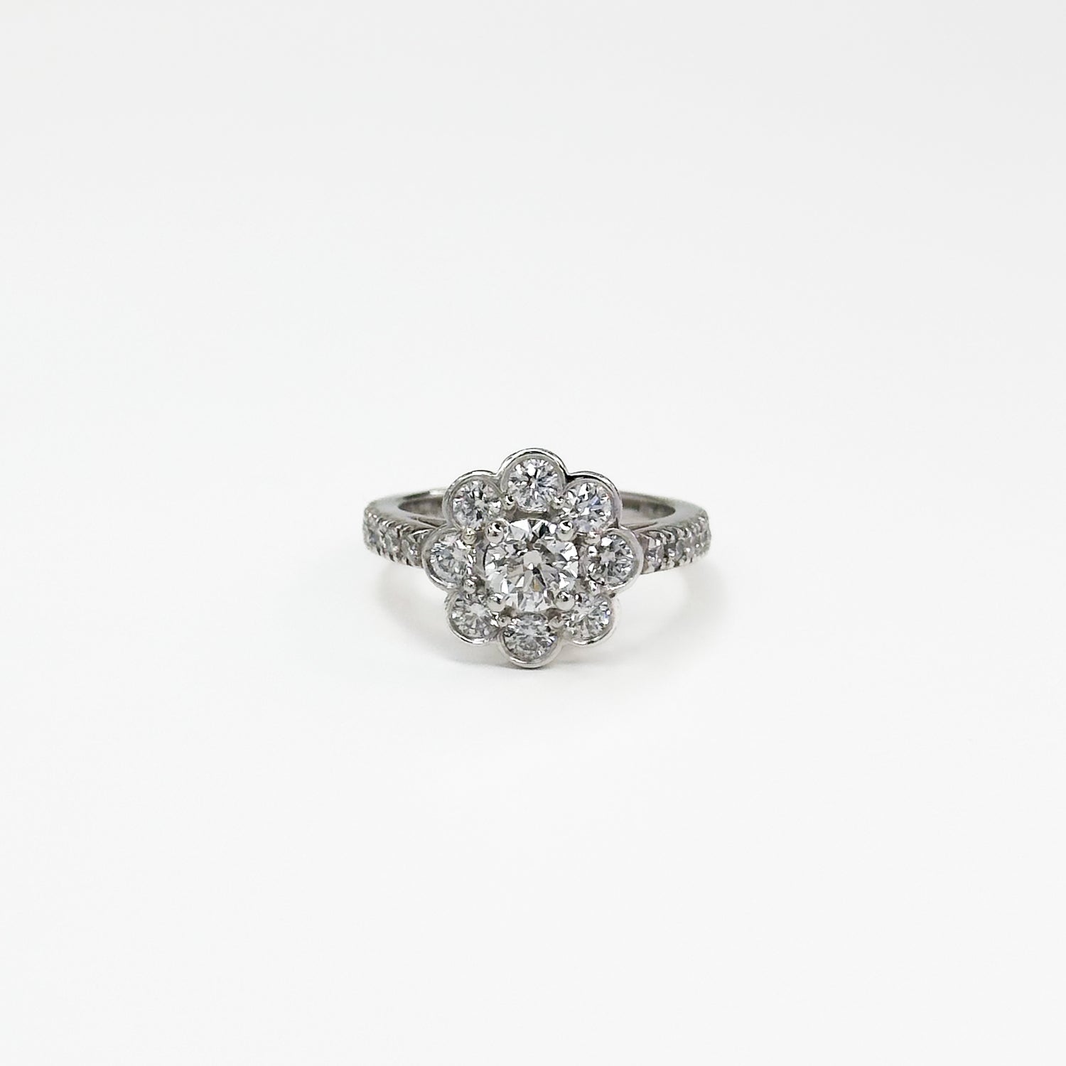 0.52ct Round Cut Diamond Cluster Platinum Ring