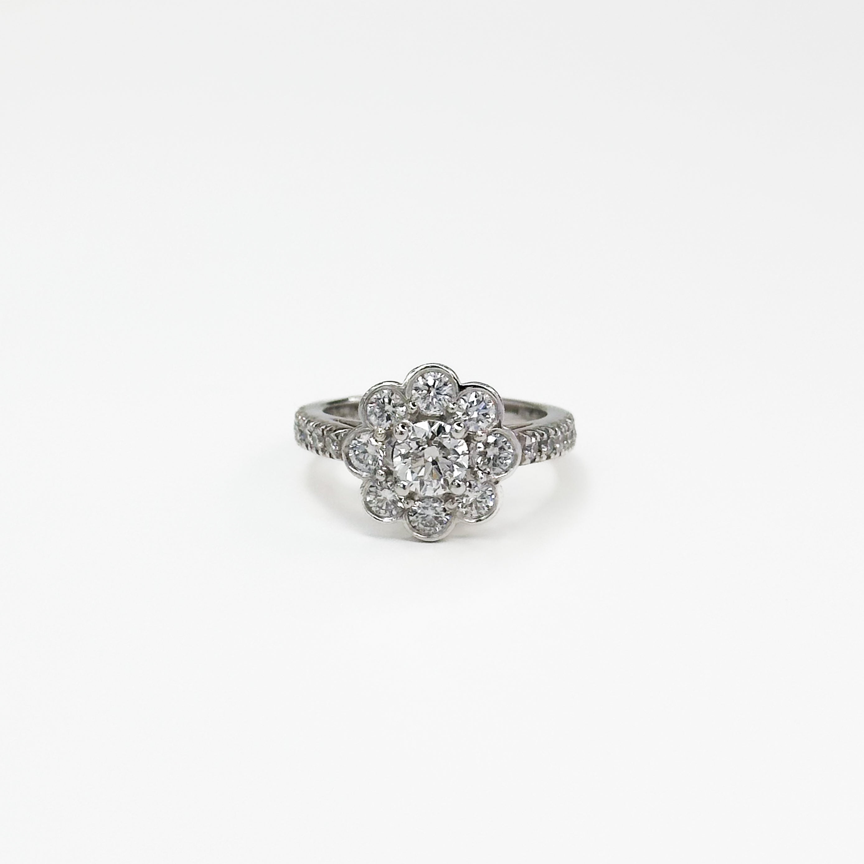 0.52ct Round Cut Diamond Cluster Platinum Ring