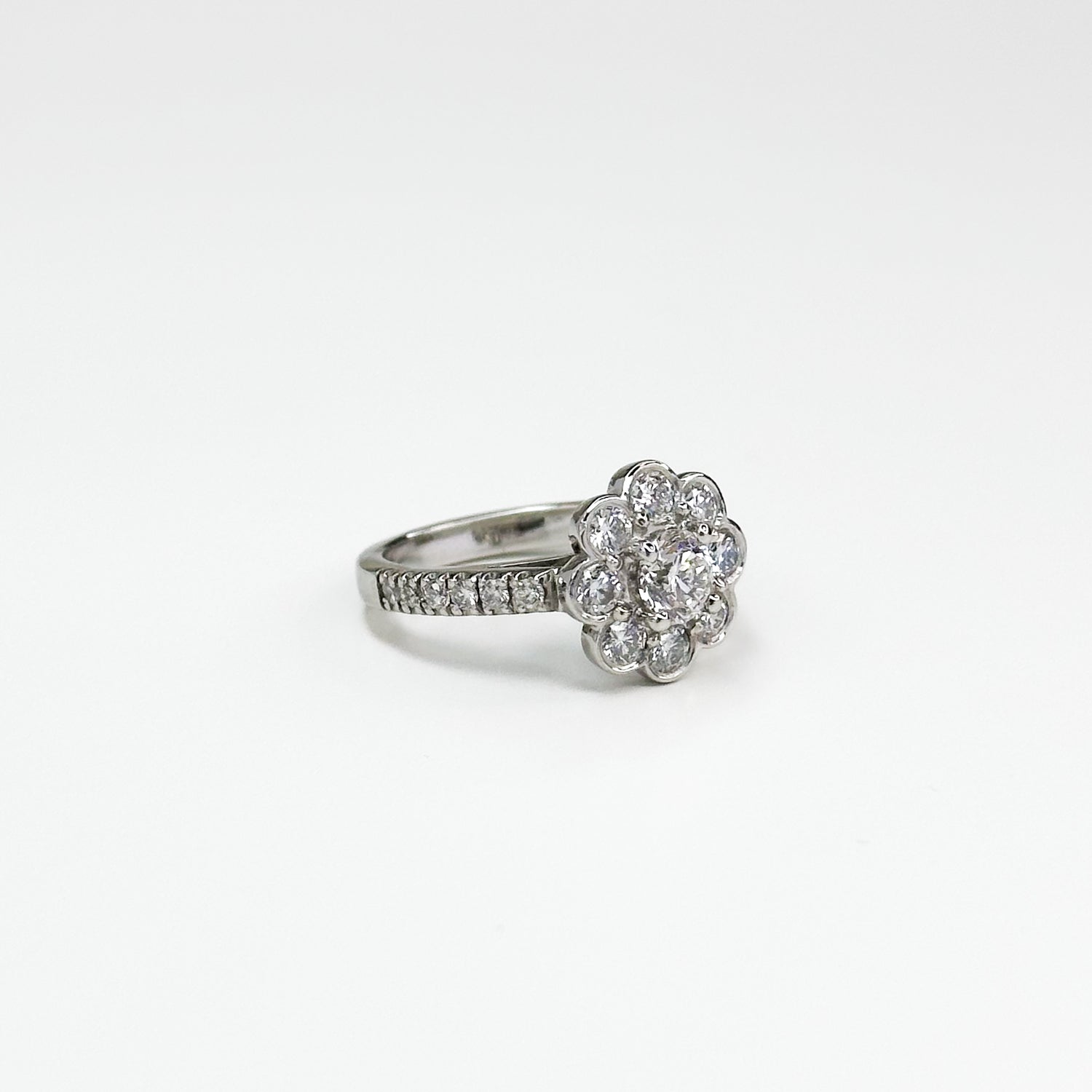 0.52ct Round Cut Diamond Cluster Platinum Ring