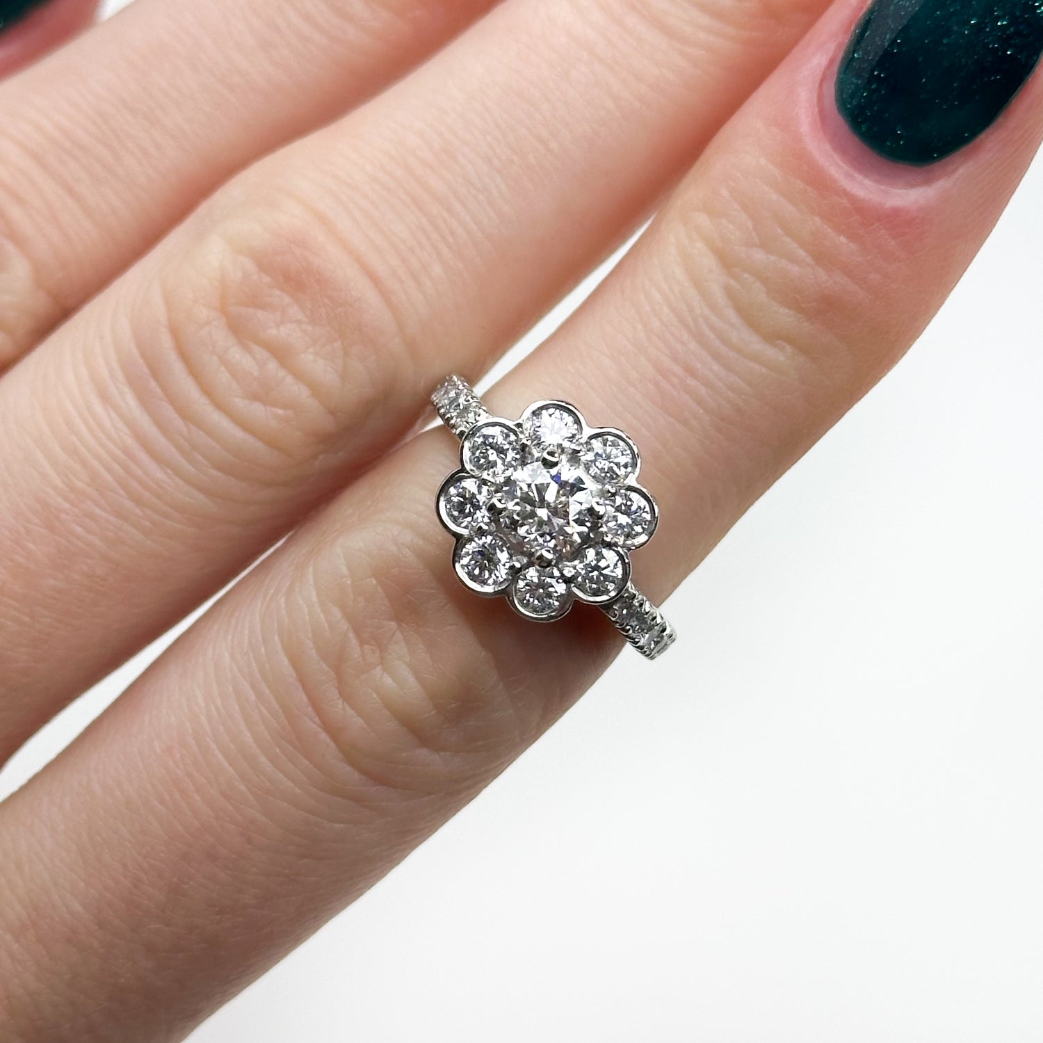 0.52ct Round Cut Diamond Cluster Platinum Ring