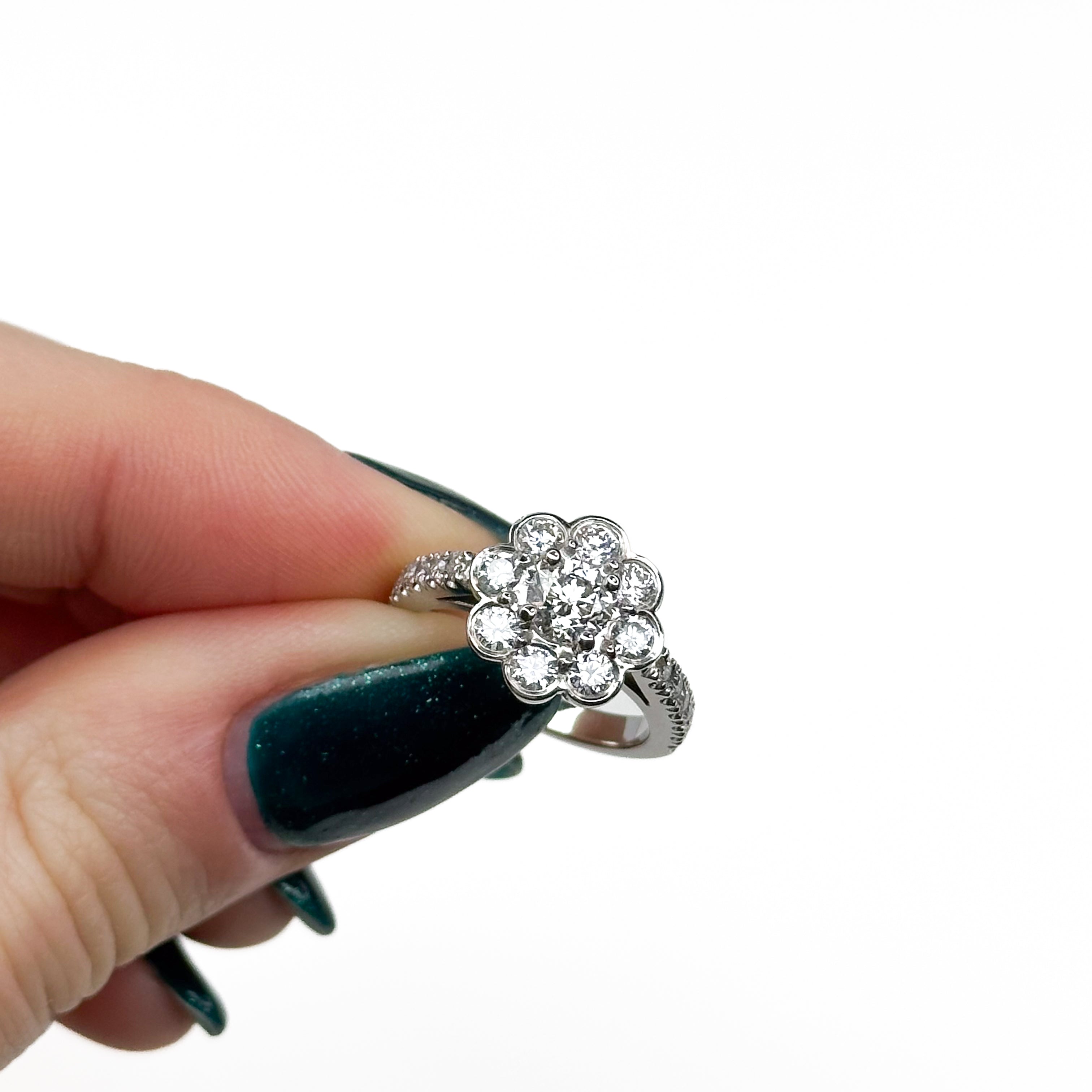 0.52ct Round Cut Diamond Cluster Platinum Ring