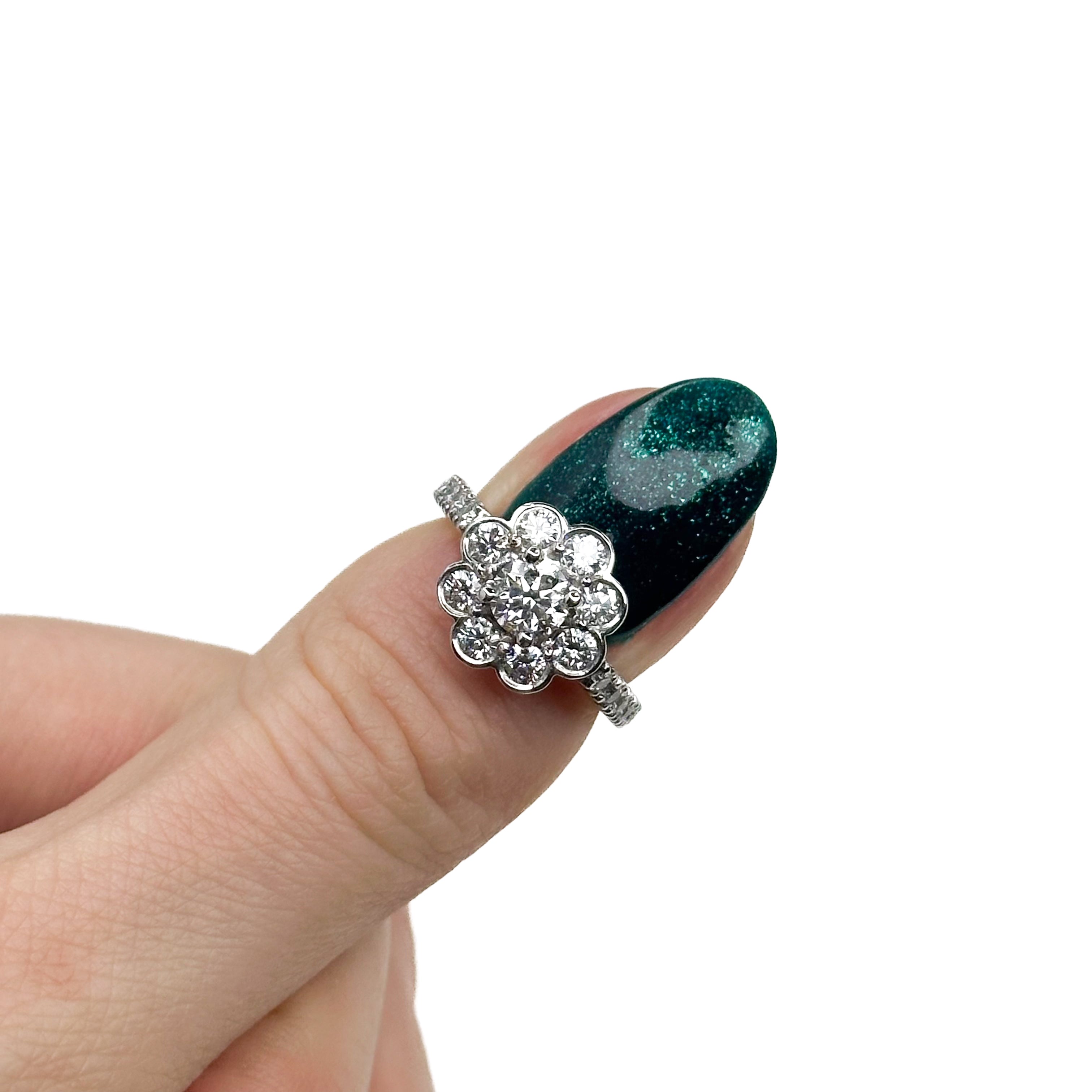 0.52ct Round Cut Diamond Cluster Platinum Ring
