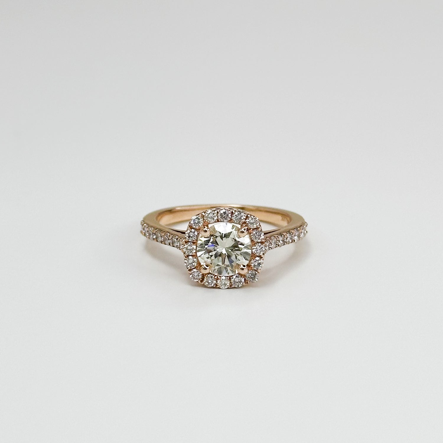 1.01ct Round Diamond Ring with Diamond Halo
