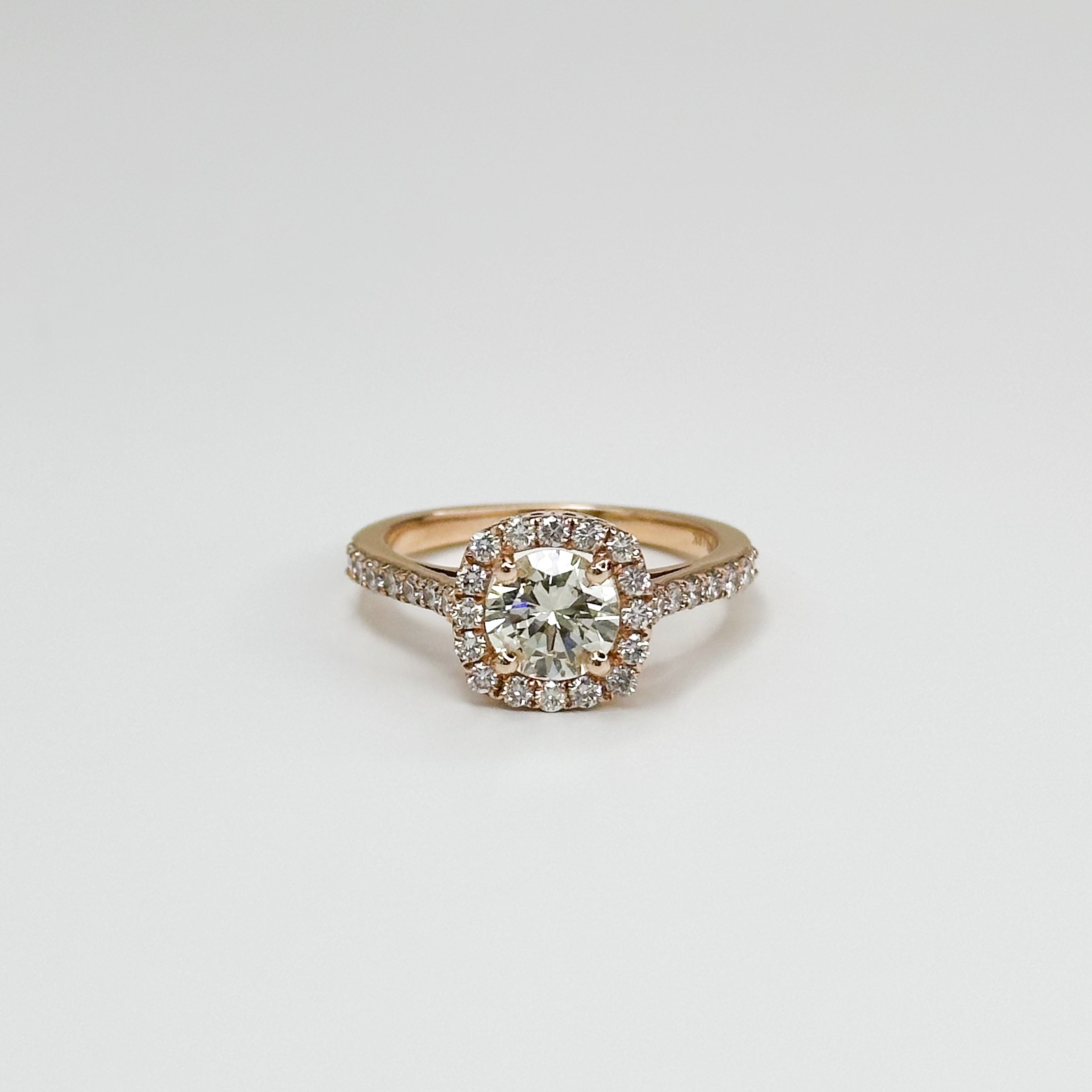 1.01ct Round Diamond Ring with Diamond Halo
