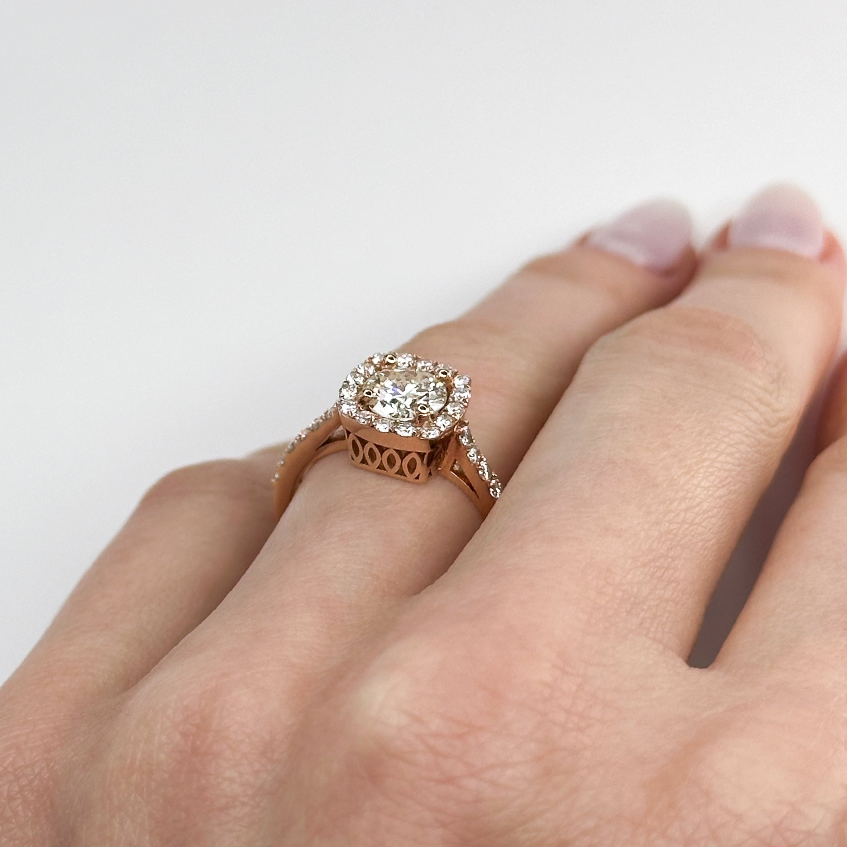 1.01ct Round Diamond Ring with Diamond Halo