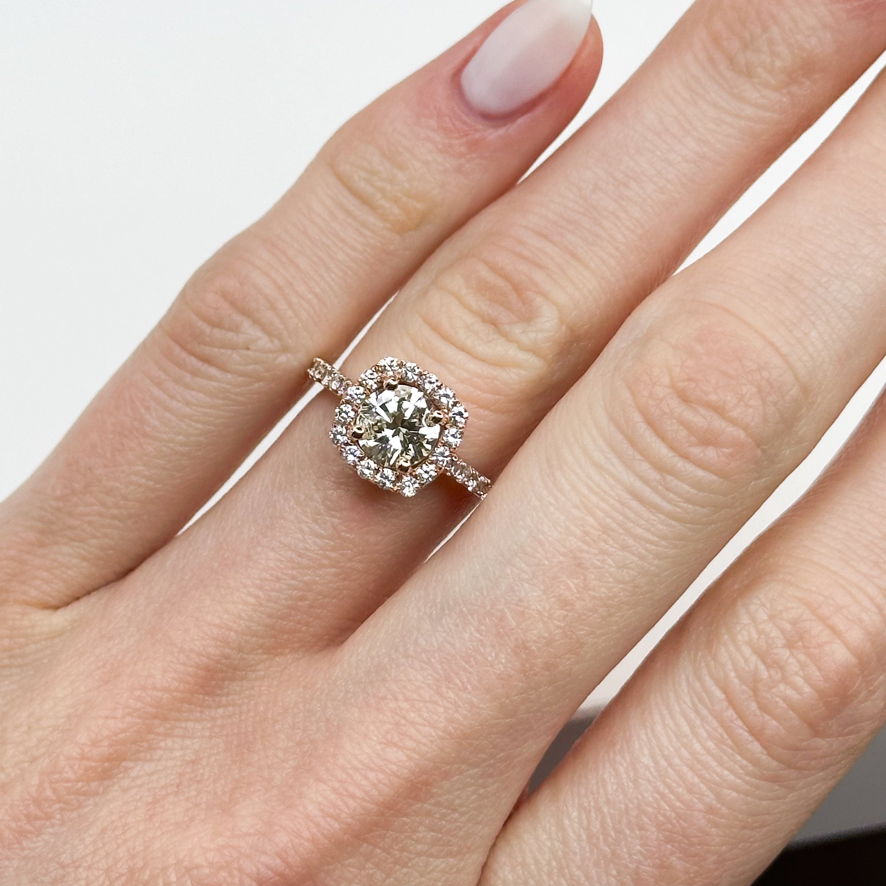 1.01ct Round Diamond Ring with Diamond Halo