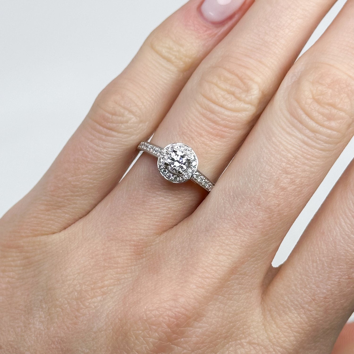 0.31ct GIA Diamond Ring with Diamond Halo