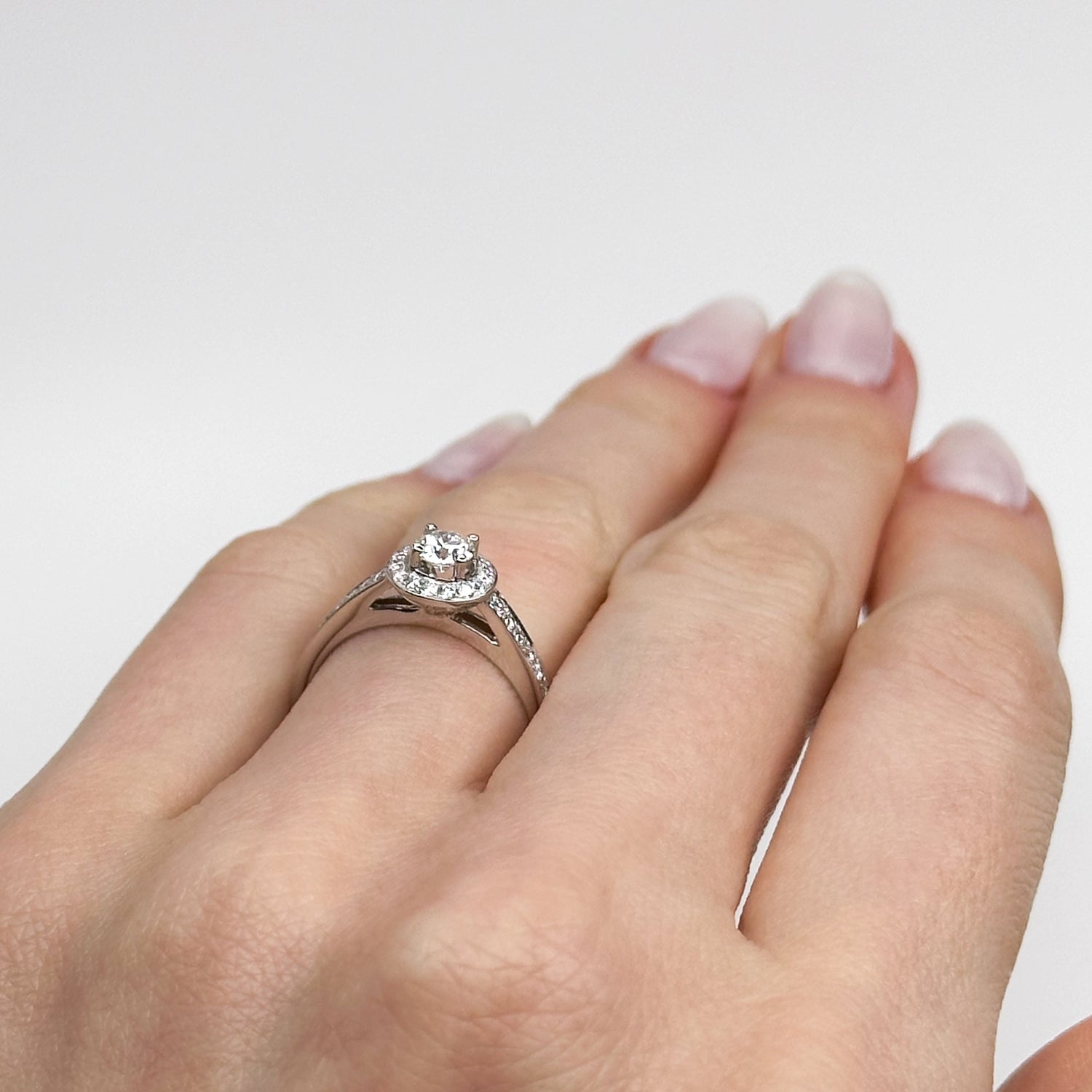 0.31ct GIA Diamond Ring with Diamond Halo