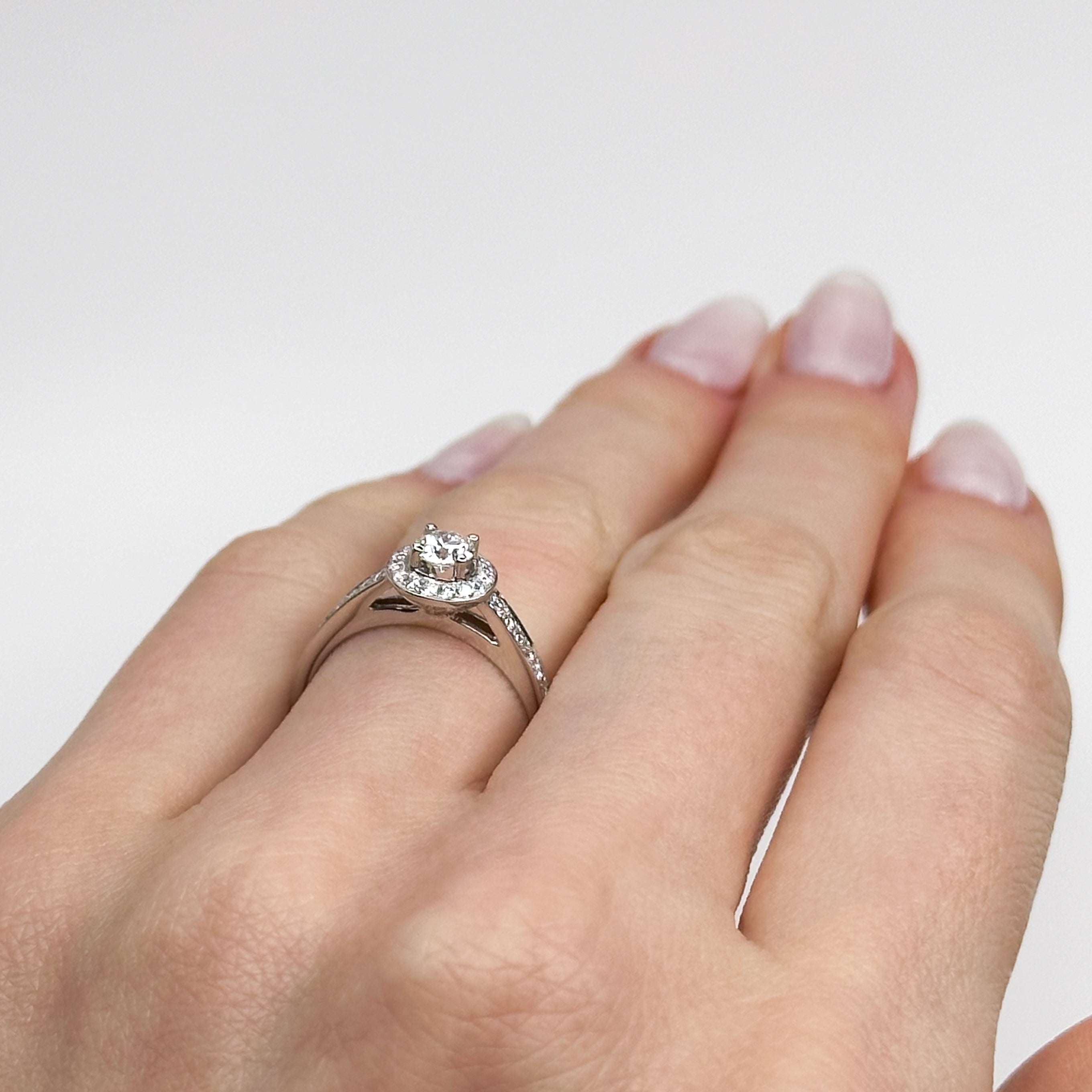 0.31ct GIA Diamond Ring with Diamond Halo