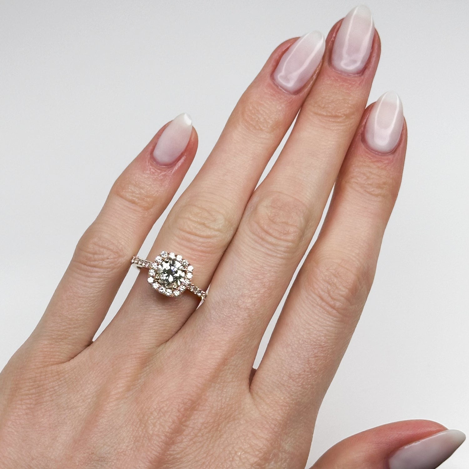 1.01ct Round Diamond Ring with Diamond Halo