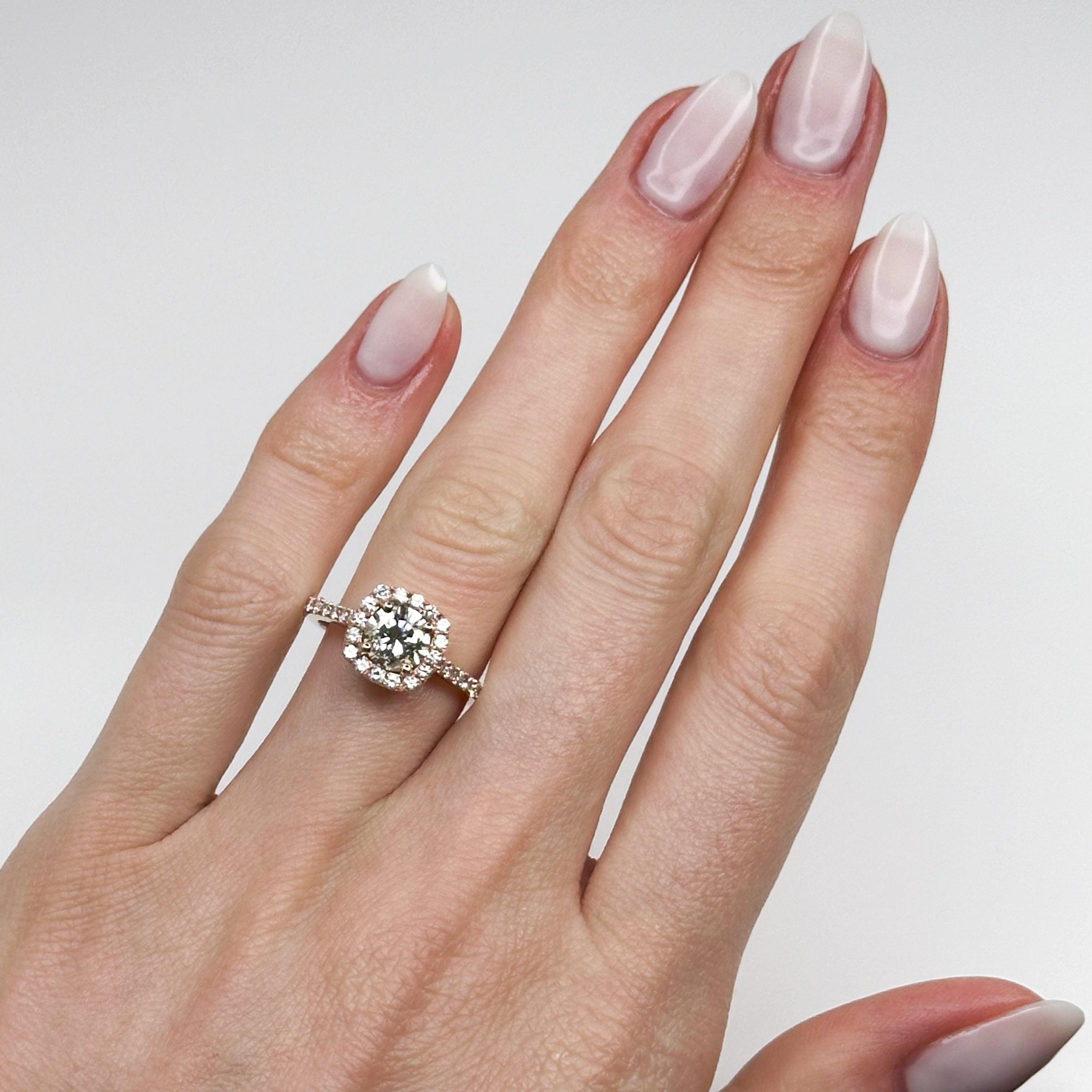 1.01ct Round Diamond Ring with Diamond Halo