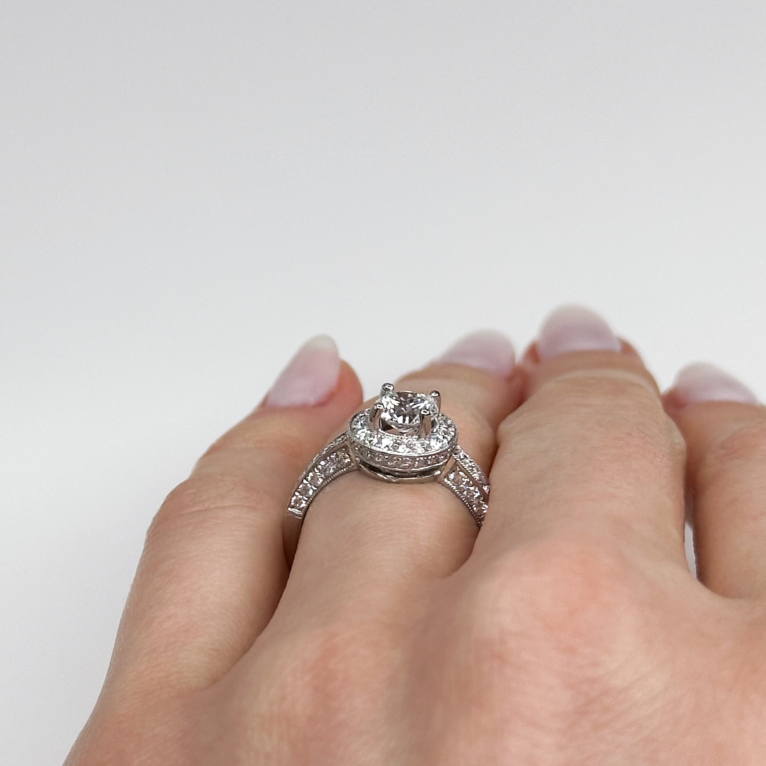 0.76ct GIA Diamond Ring with Diamond Halo