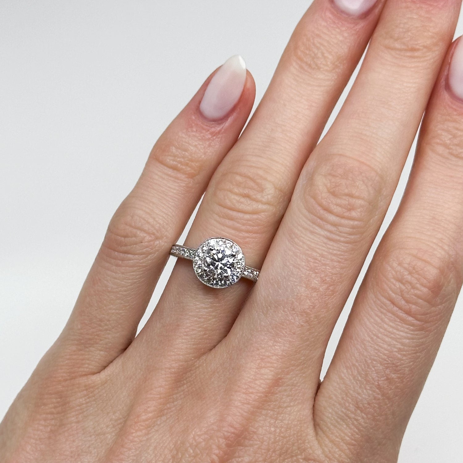 0.76ct GIA Diamond Ring with Diamond Halo