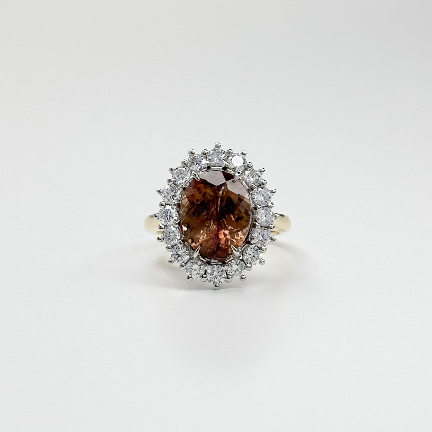 3.72ct Brown Tourmaline Ring with Diamond Halo