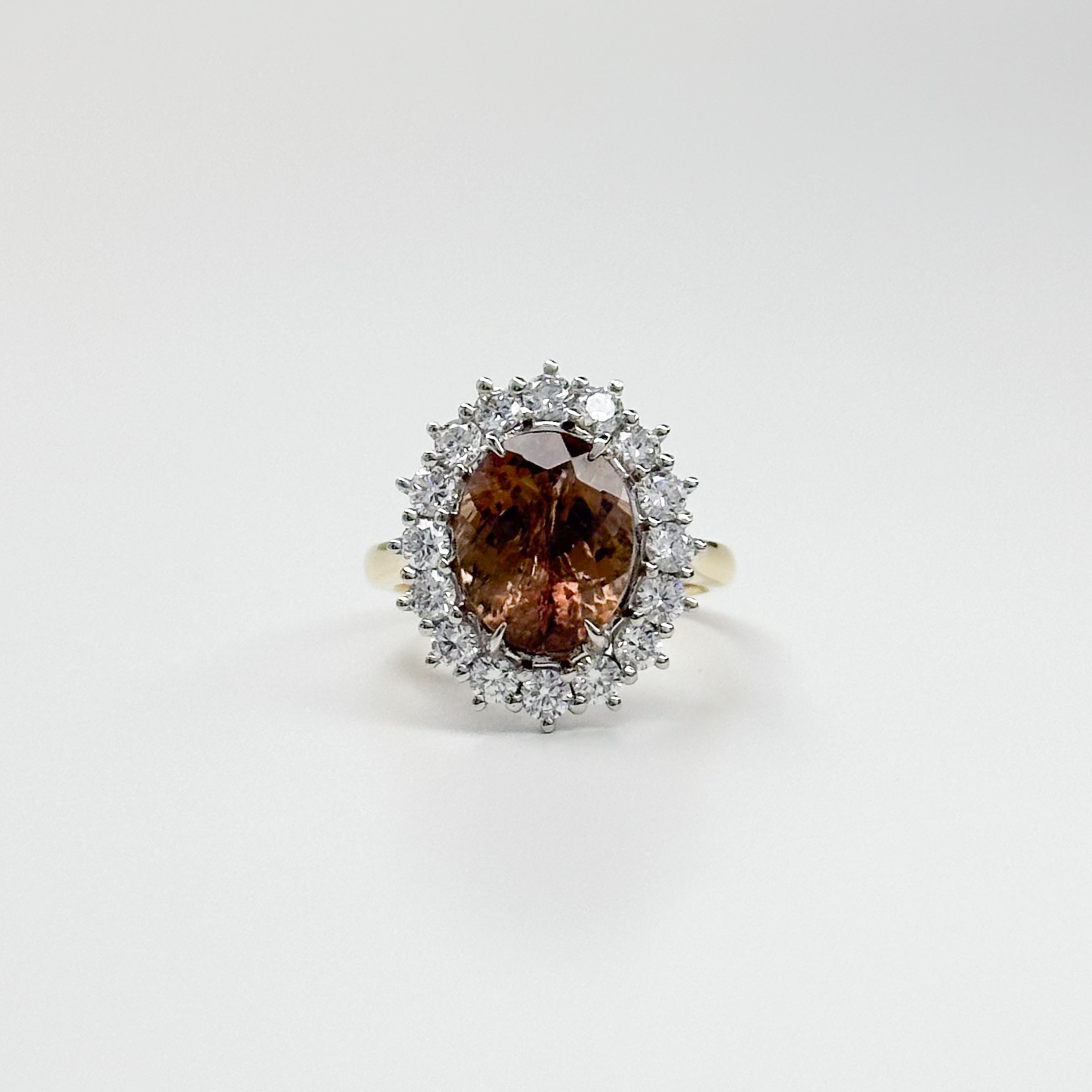 3.72ct Brown Tourmaline Ring with Diamond Halo