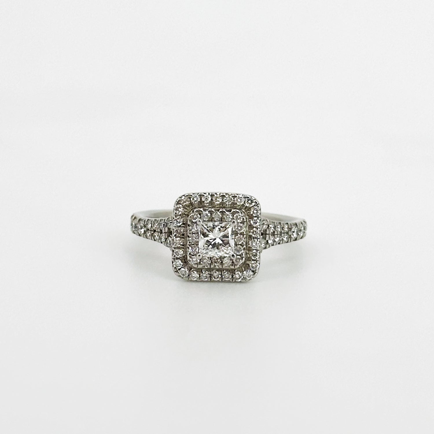 0.32ct Princess Cut GIA Diamond Ring with Double Halo