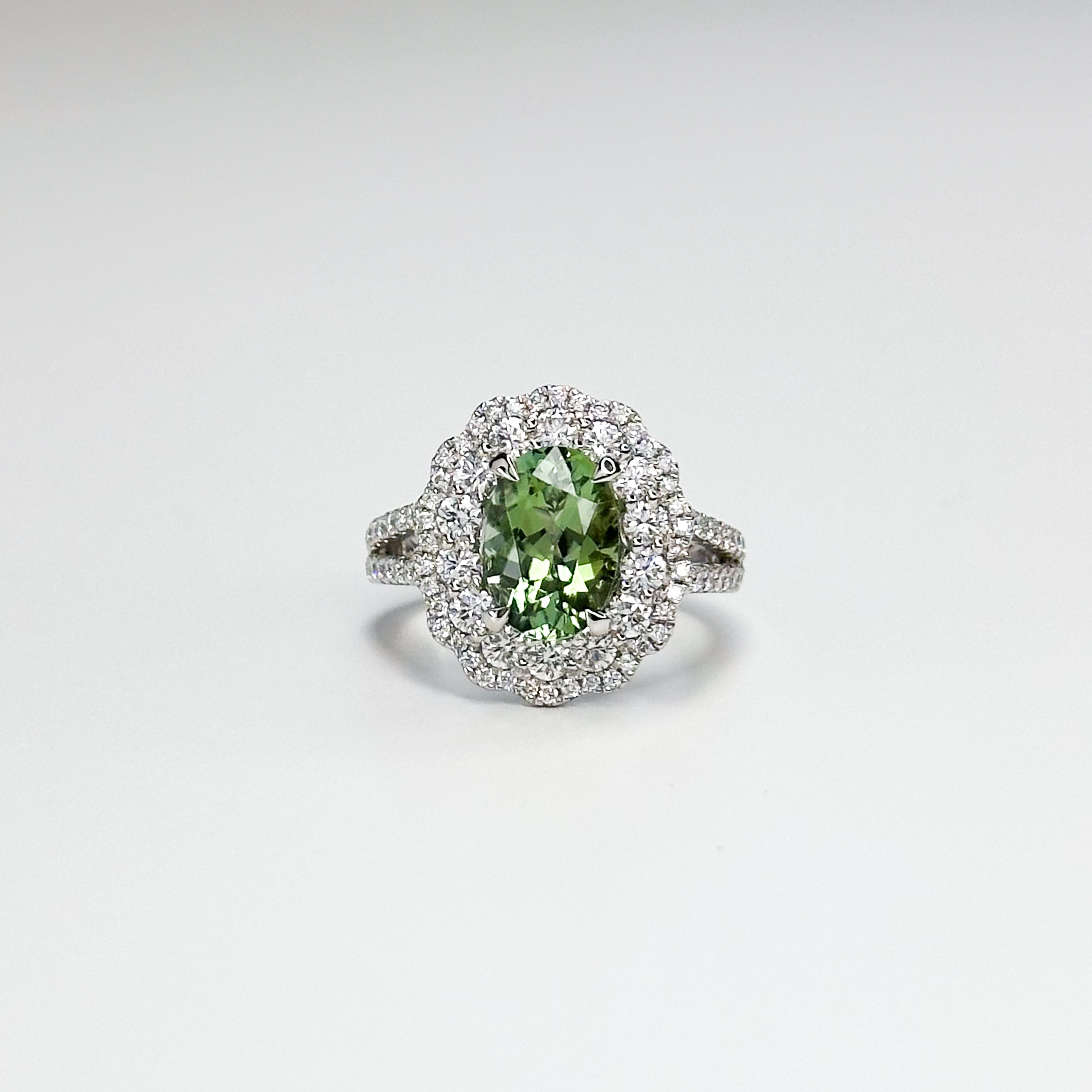 2.28ct Green Morganite Platinum Ring