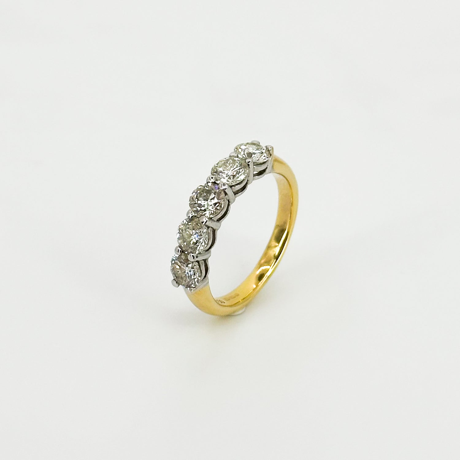Diamond Eternity Ring with Five Stones in Yellow Gold