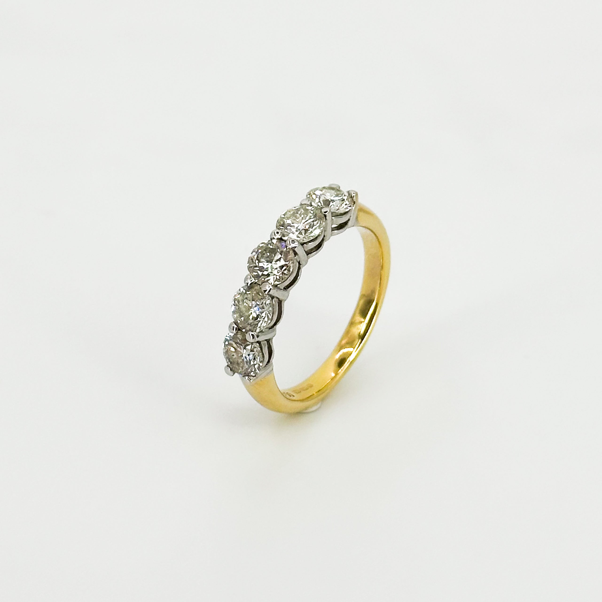 Diamond Eternity Ring with Five Stones in Yellow Gold